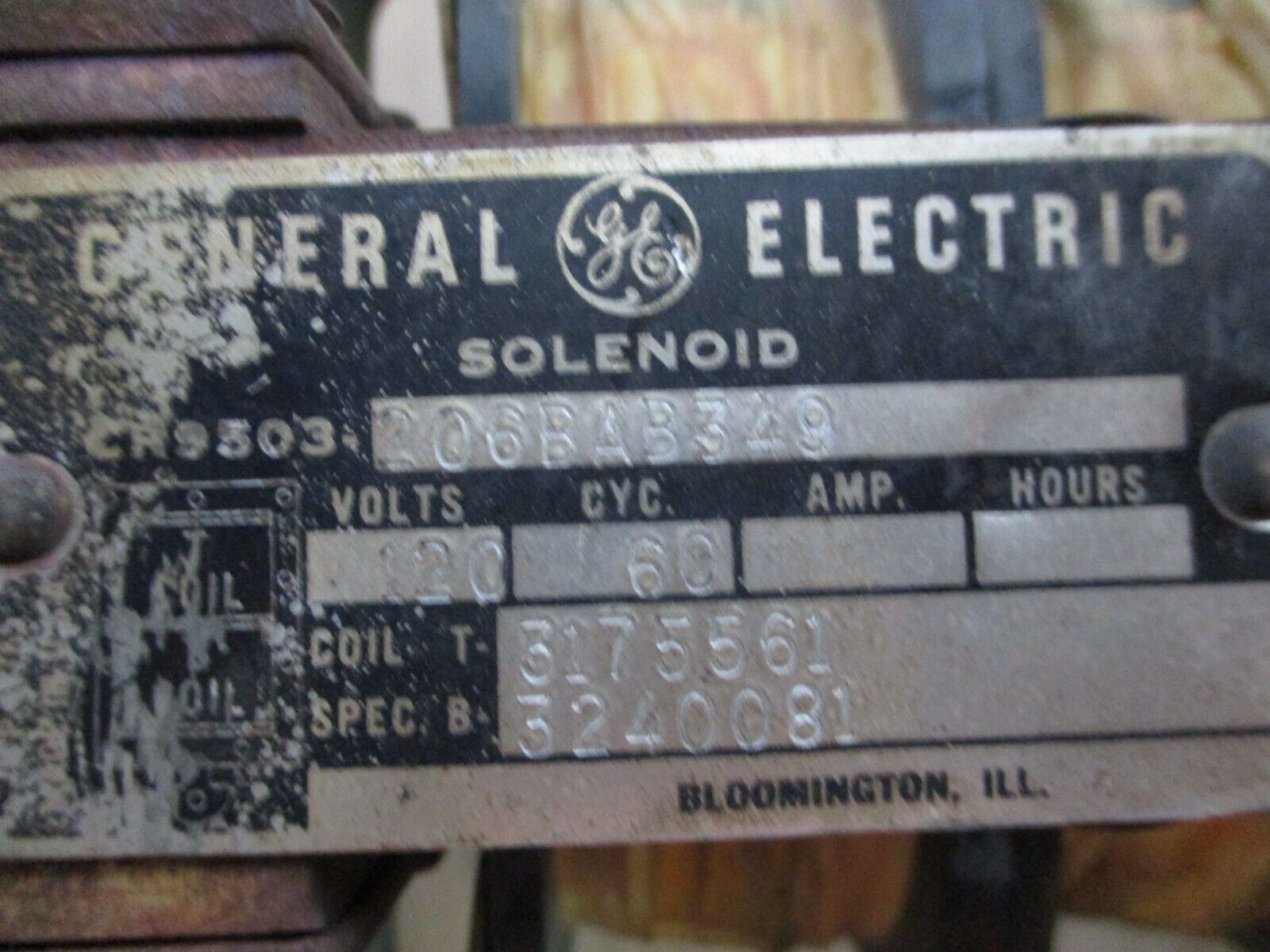GE Solenoid CR9503-206BAB349 120V 60Hz Used