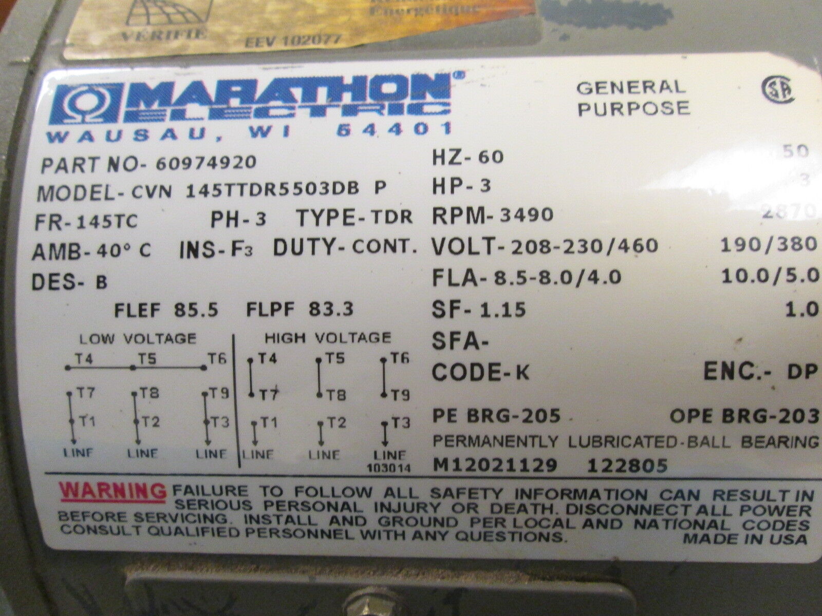 Flowserve Pump w/ Motor 1.5X1X5 2000 85GPM 75TDH 230V 3HP 8.2A Used