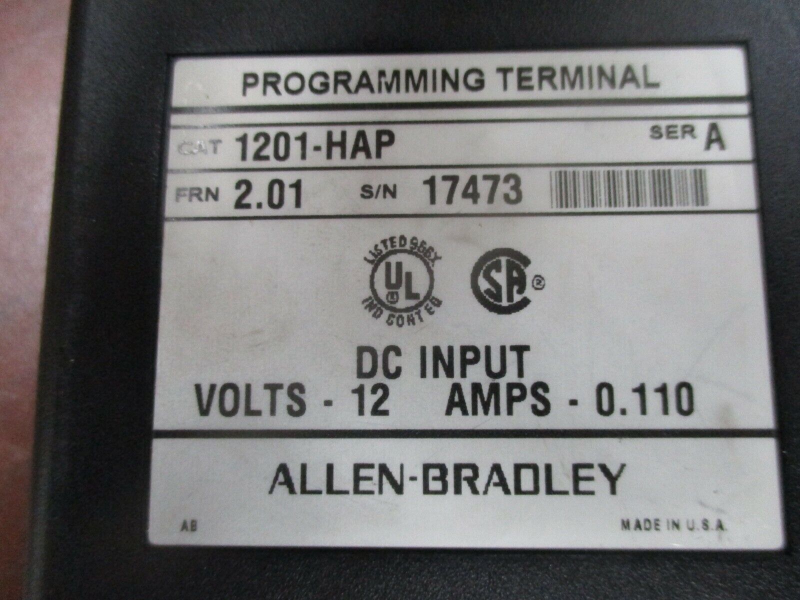 Allen-Bradley Programming Terminal Keypad 1201-HAP Ser. A FRN: 2.01 Used