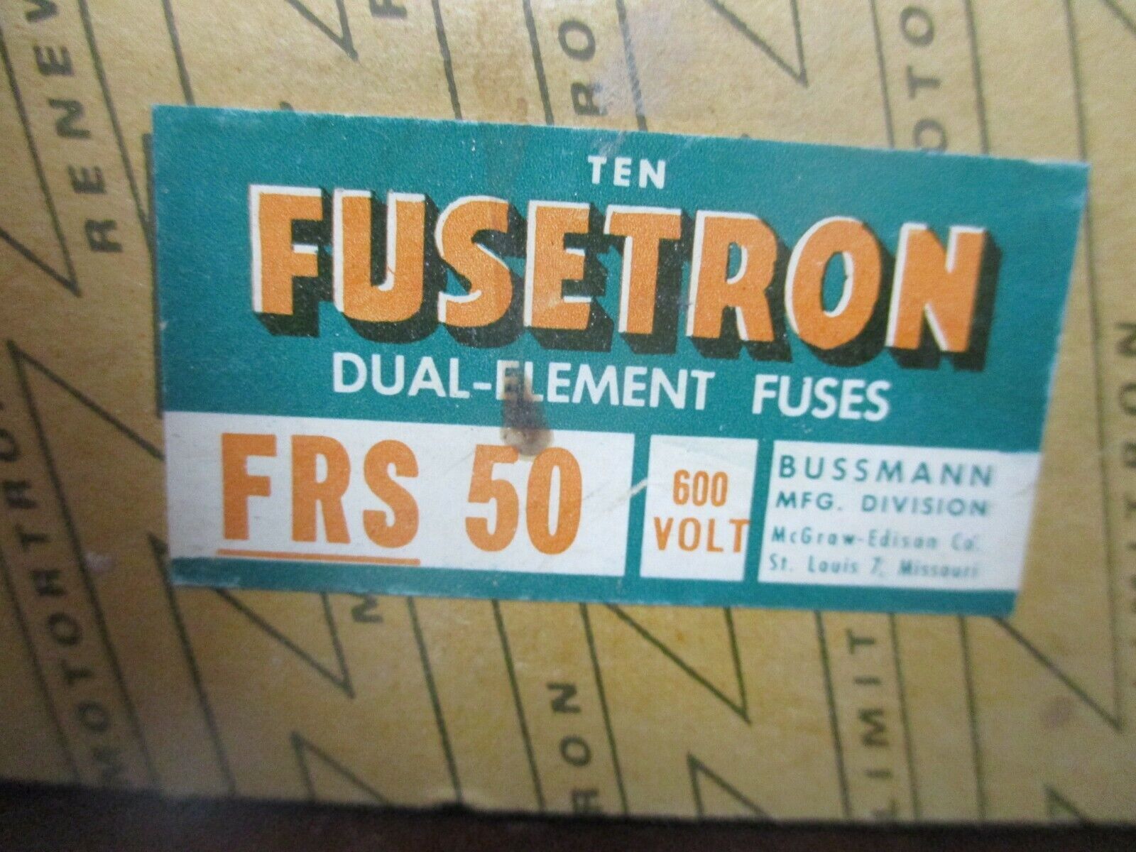 Bussmann Fusetron Fuse FRS 50 50A 600V *Box of 5* New Surplus
