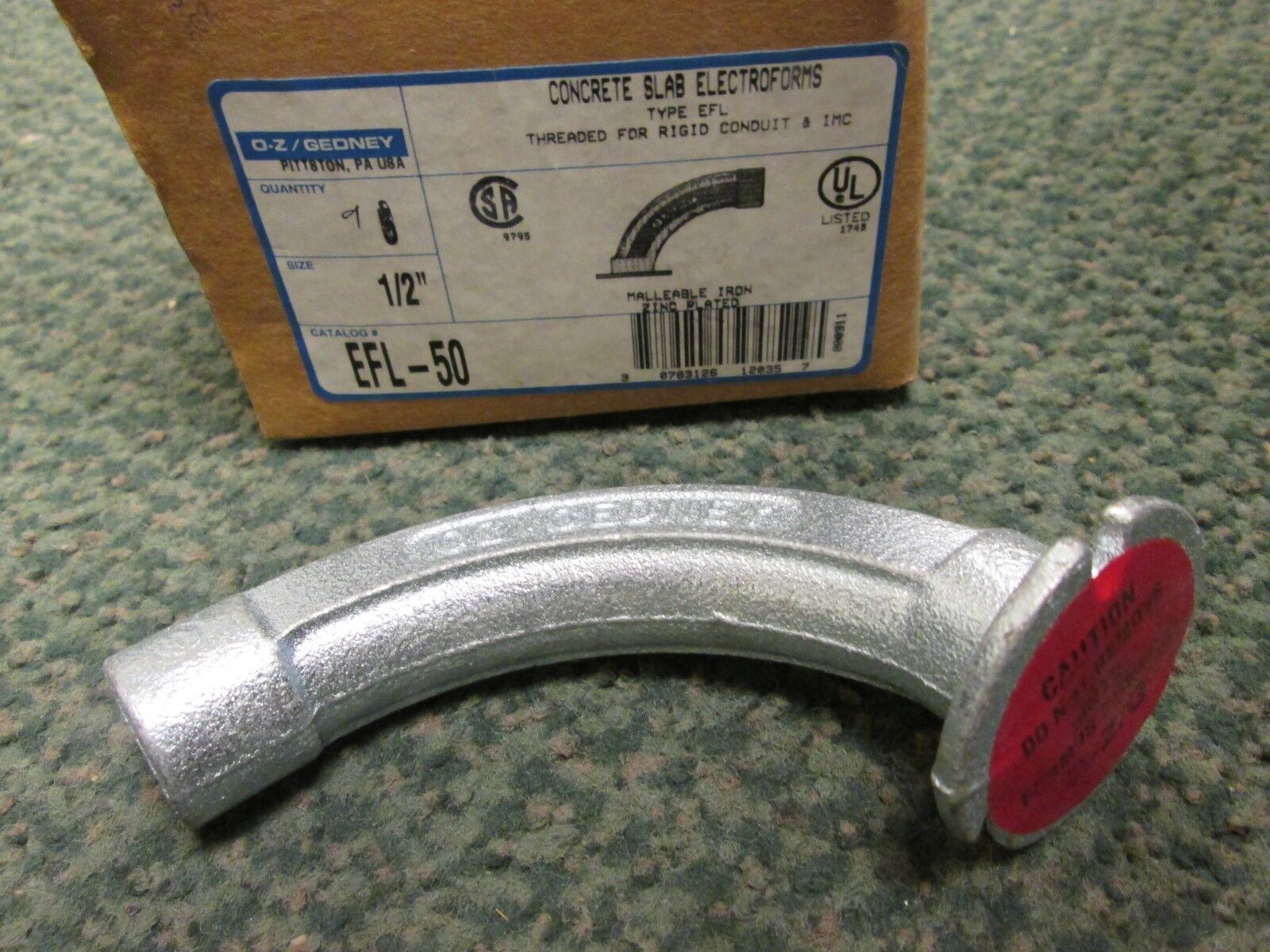 OZ-Gedney Concrete Slab Electroforms EFL-50 Size 1/2" Box of 9 New Surplus