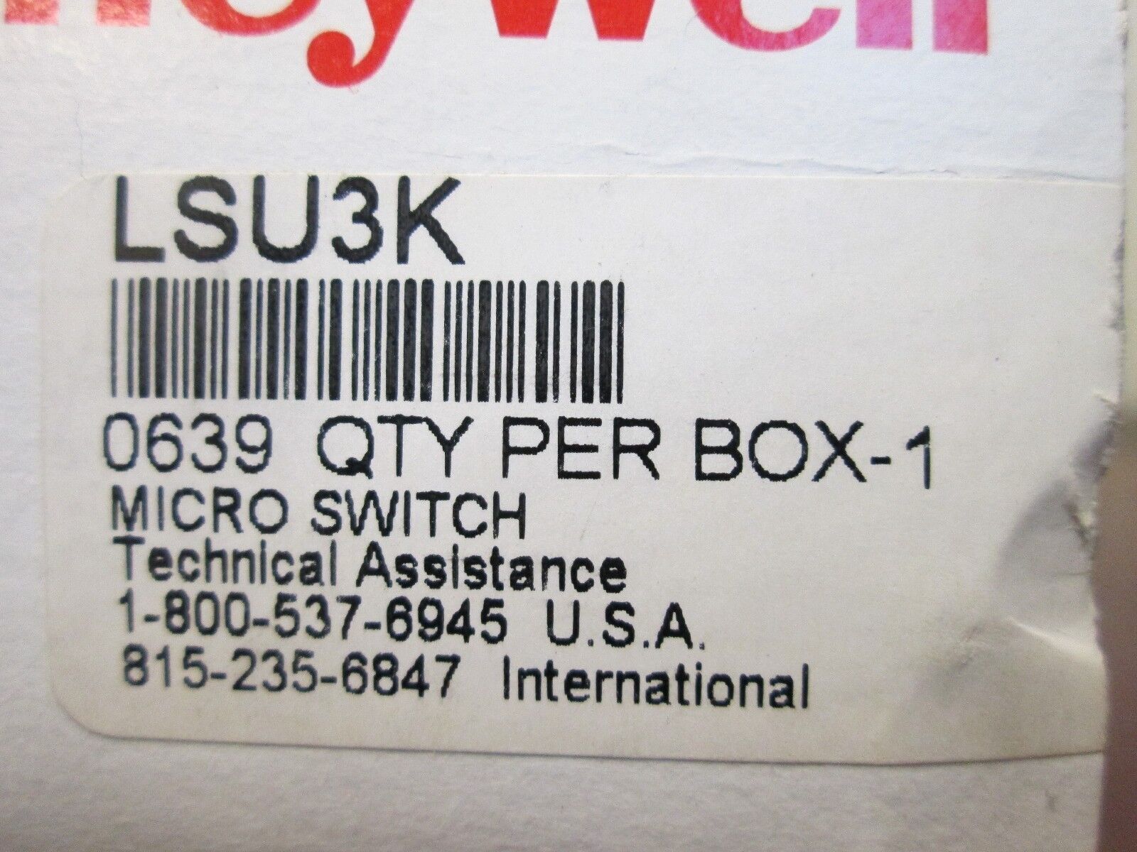 Honeywell Limit Switch LSU3K Micro Switch New Surplus