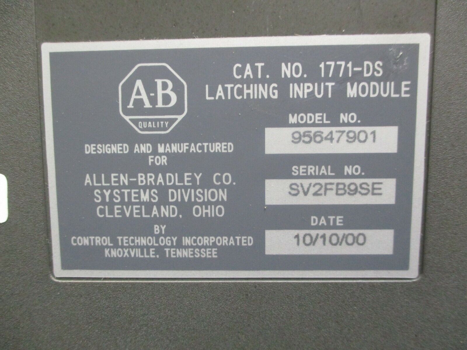 Allen-Bradley Latching Input Module 1771-DS Used