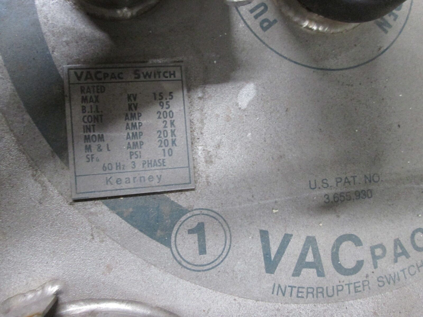 Kearney Switches VAC PAC Interrupter Switch 21VP w/ (3) Fuse PAC B4559