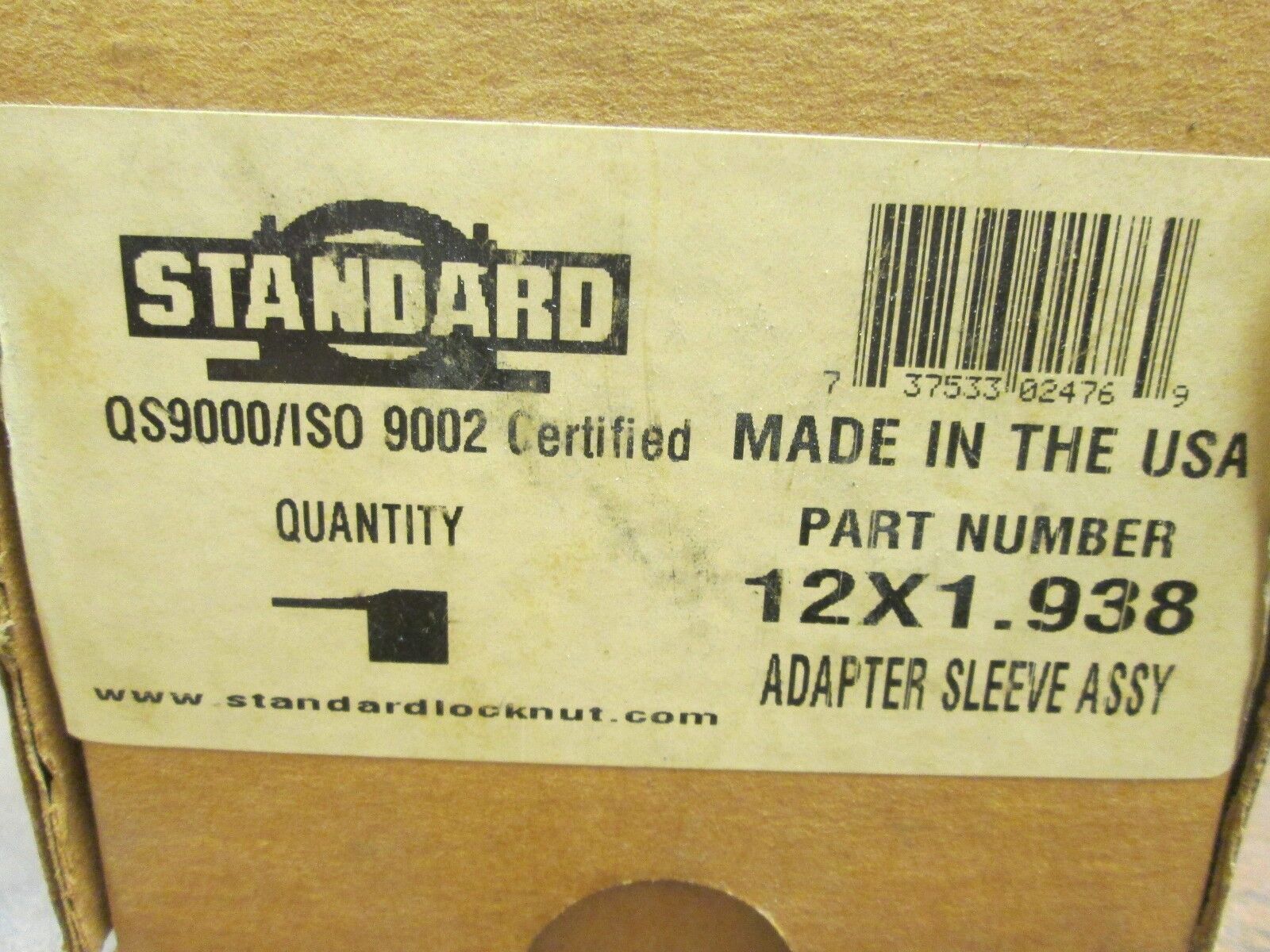 Standard Adapter Sleeve 12X1.938 New Surplus