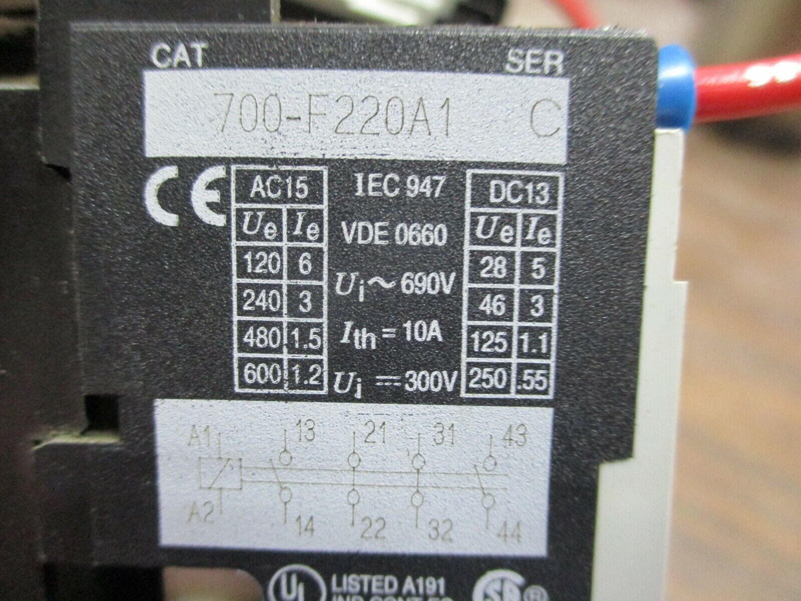 Allen-Bradley Contactor 700-F220A1 120V Coil w/ Surge Suppressor *Lot of 2* Used