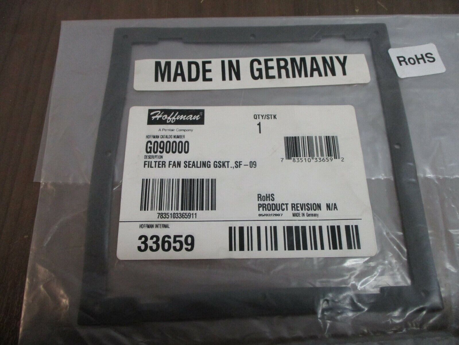 Hoffman Filter Fan Sealing Gasket G090000 Fits SF-09 New Surplus