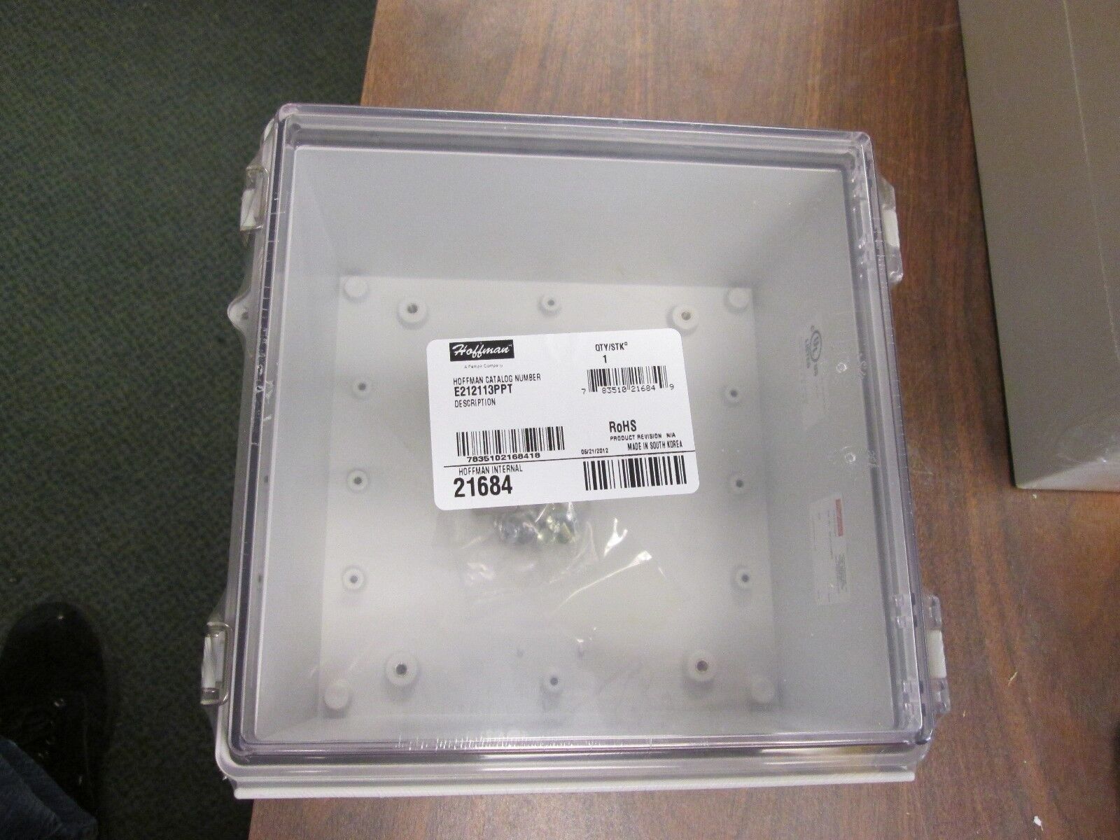 Hoffman Polycarbonate Enclosure E212113PPT Nema 4x Enclosure Inculdes Backplate