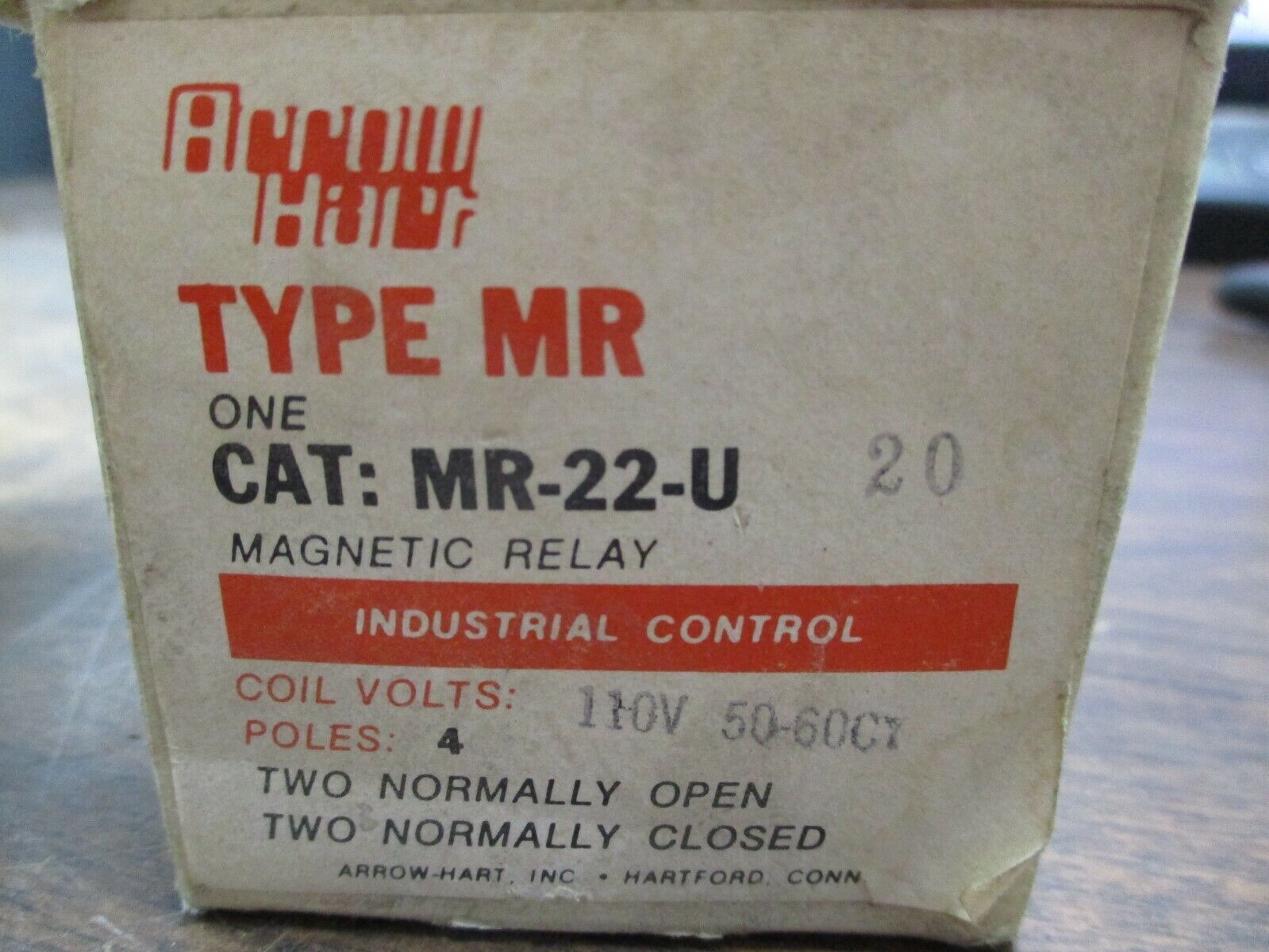 Arrow Hart Type MR Magnetic Relay MR-22-U 20 110V Coil 4P New Surplus