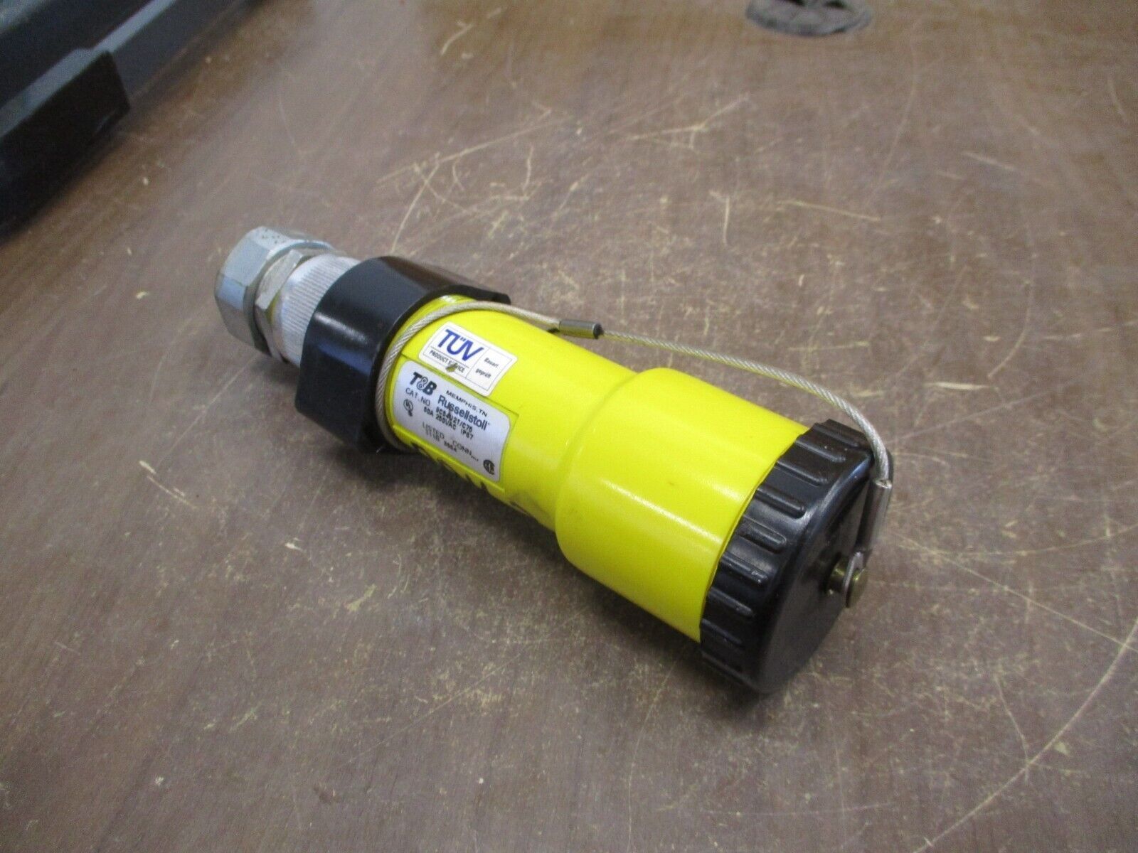 Russellstoll Connector 9C54U2T/C75 50A 250V 3P 4W w/ Cap *Conduit End* Used
