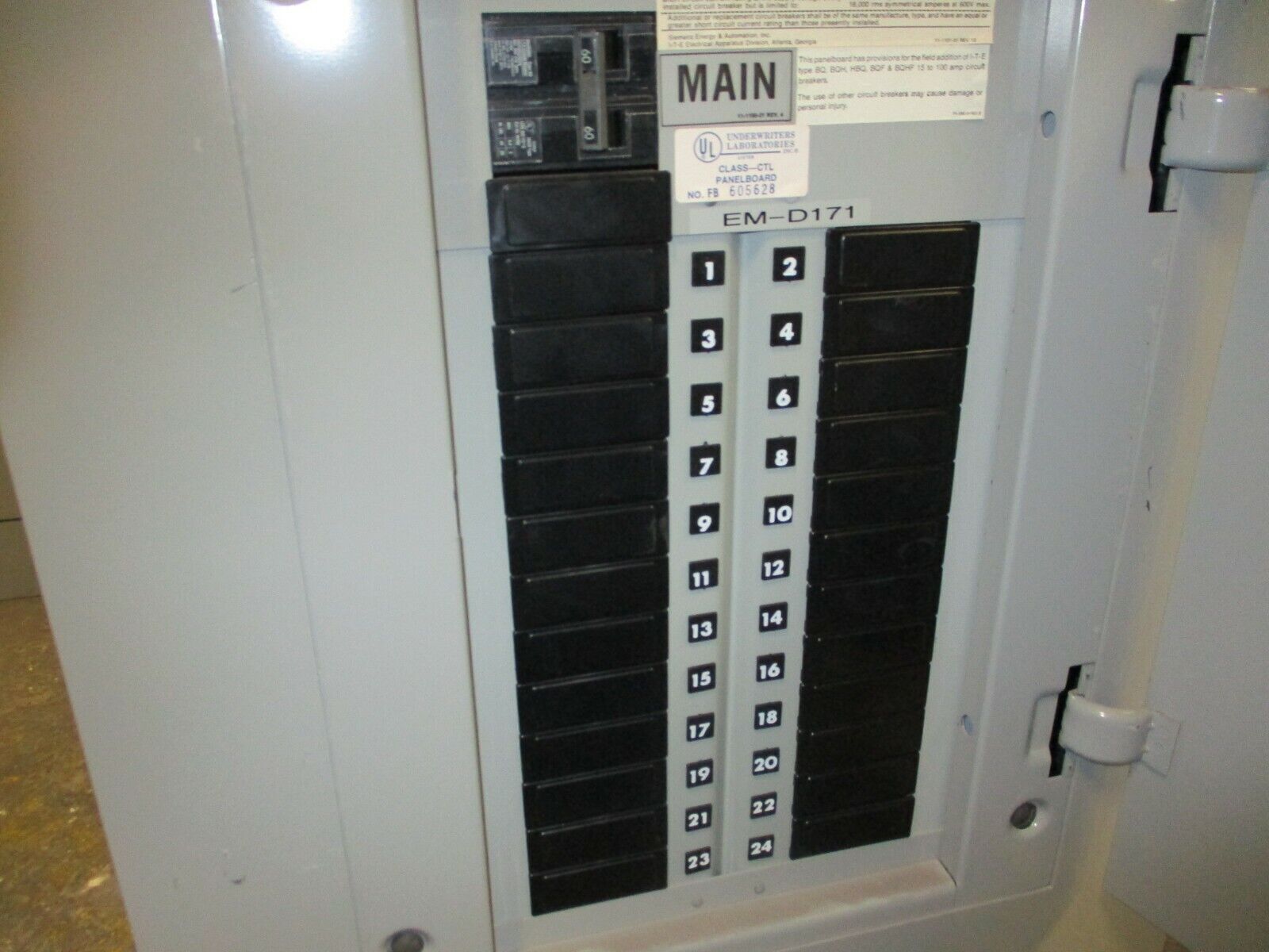 Siemens Main Breaker Circuit Breaker Panel CDP7 100A Max 120/240V 60A Main Used