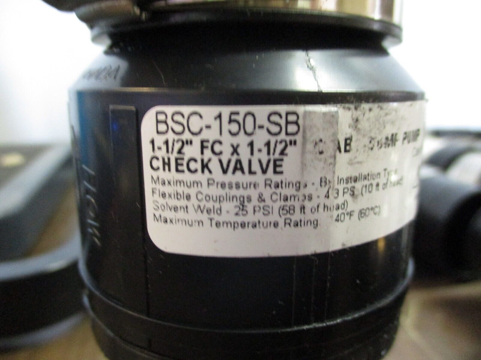 Boshart ABS Sump Pump Check Valve BSC-150-SB *Box of 8* New Surplus