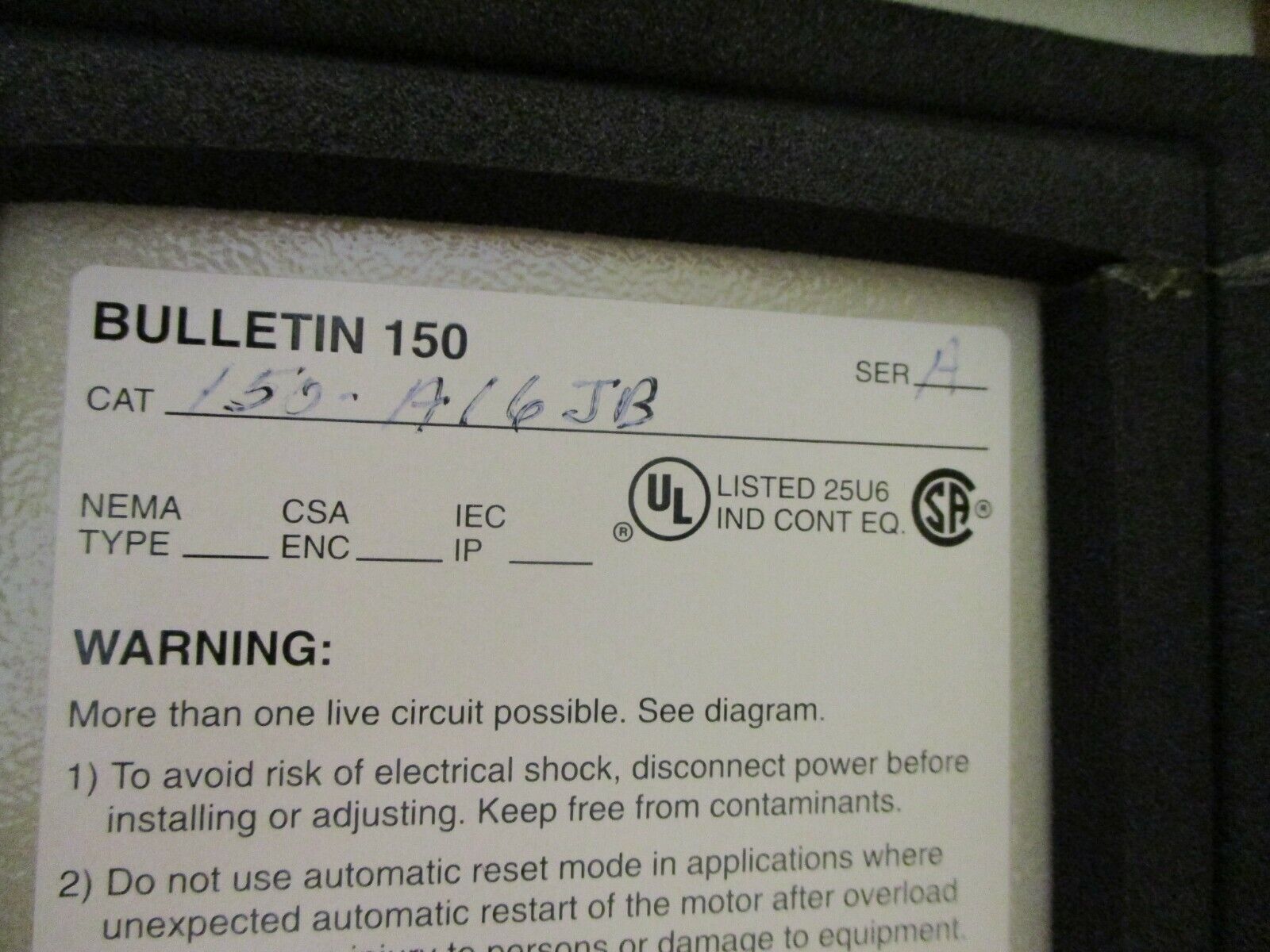 Allen-Bradley SMC-2 Enclosed Soft Start 150-A16JB 16A 380/480V Nema 12 Enclosure