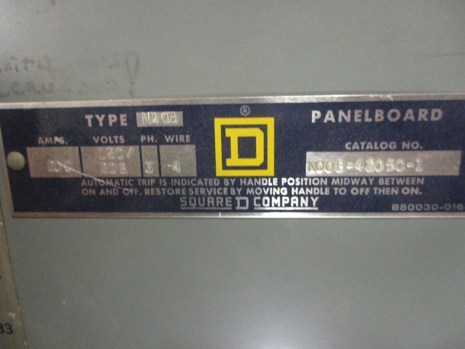 Square D Main Breaker Circuit Breaker Panel NQOB-42050-1 200A Max 200A Main Used
