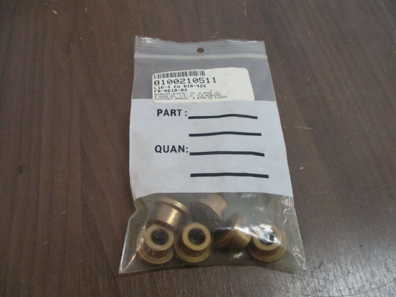Bunting Bearing Bearing Sleeve Flange Bushing FB-0610-04 0.375: ID 0.8750" OD