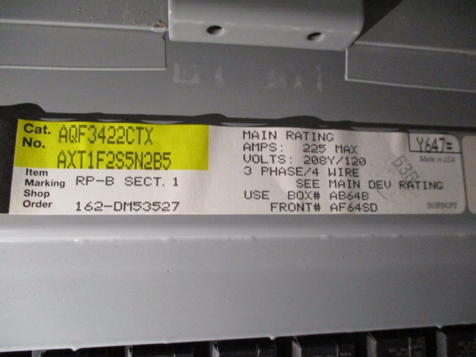 GE Main Breaker Circuit Breaker Panel AQF3422CTX 225A Max, 150A Main 208/120V 4W