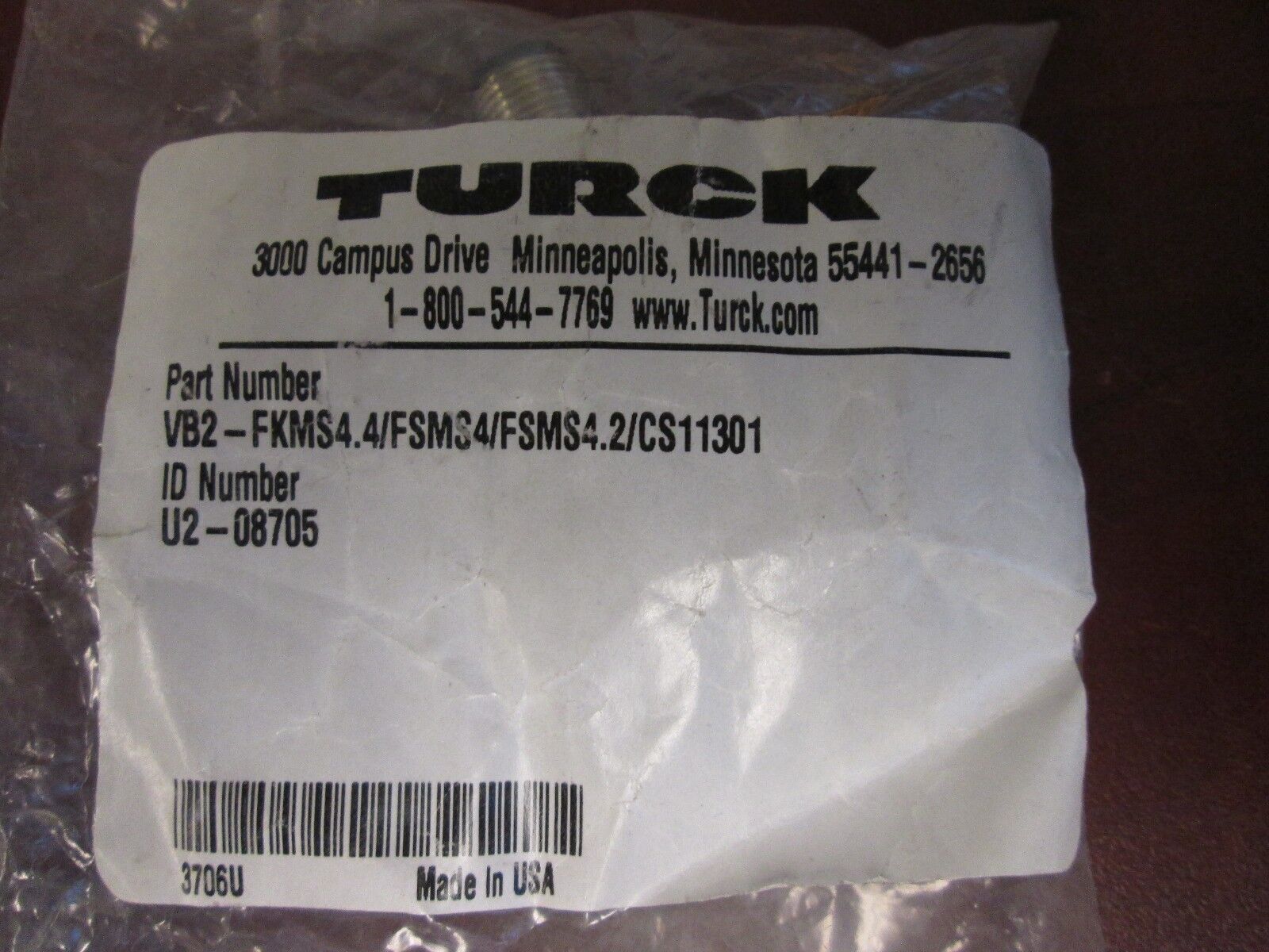 Turck Cable Connector VB2-FKMS4.4/FSMS4/FSMS4.2/CS11301 New Surplus