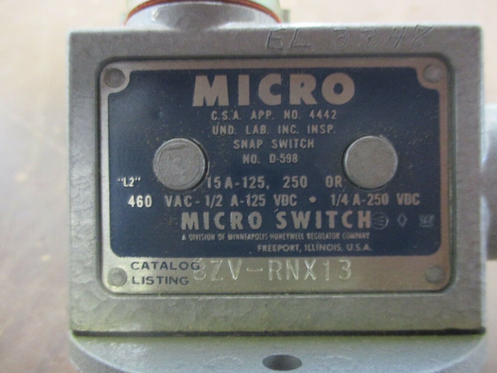 Micro Switch Limit Switch BZV-RNX13 Used