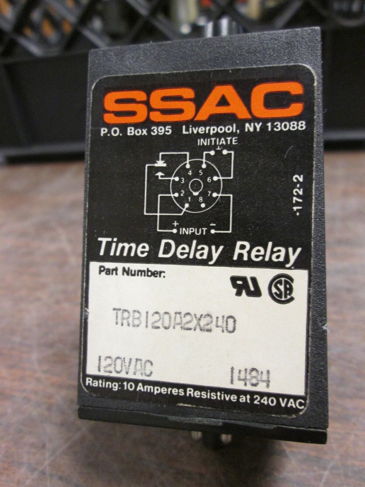 SSAC Time Delay Relay TRB120A2X240 Range: 0.1-4 min Used