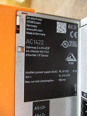 IFM AS-i Ethernet/IP Gateway AC1422 New Surplus