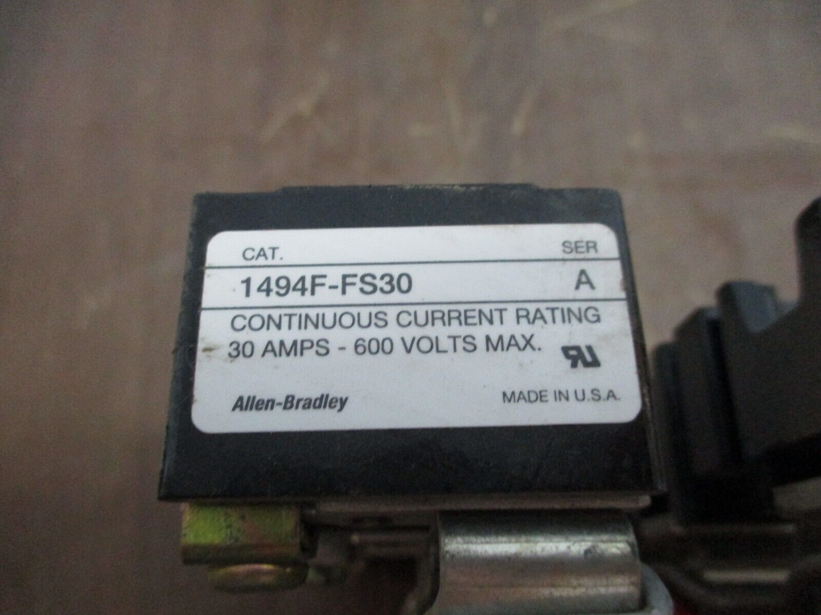 Allen-Bradley Fuse Holder 1494F-FS30 Ser. A 30A 600V 3P w/ (3) 10A Fuses Used