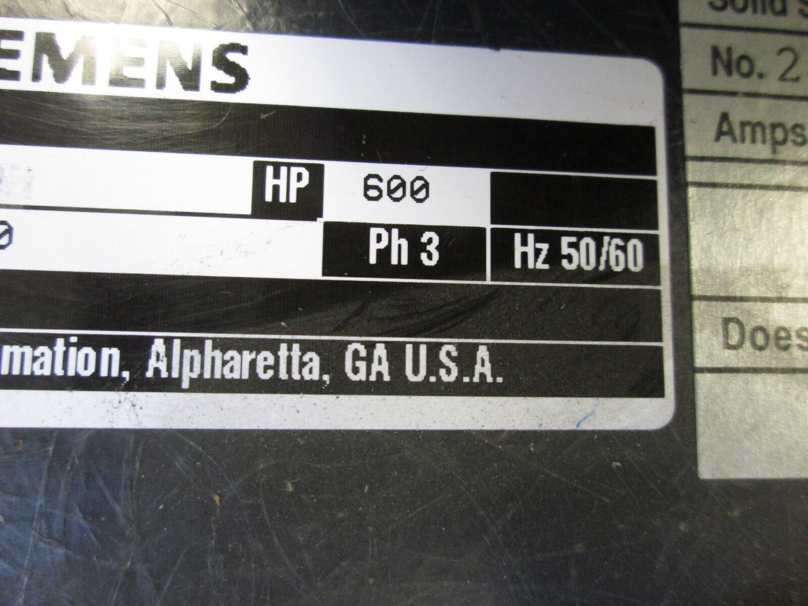 Siemens 3RW2 Soft Start 3RW2-6045 600HP 460V 720A 3Ph Used