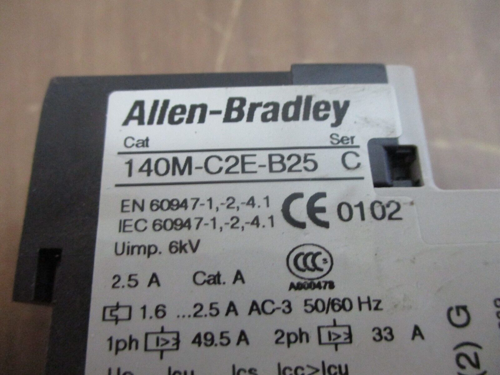 Allen-Bradley Manual Starter 140M-C2E-B25 Range:1.6-2.5A Used