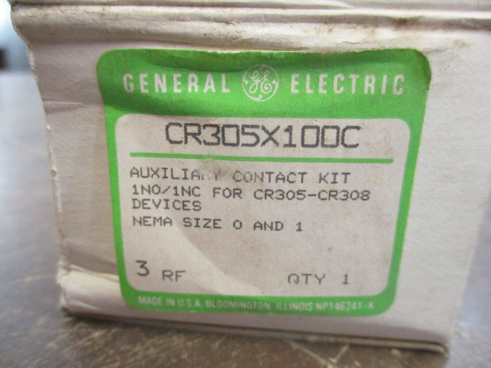 GE Aux Contact Kit CR305X100C 1 NO / 1 NC For CR305-CR308 Size 0 & 1 New Surplus