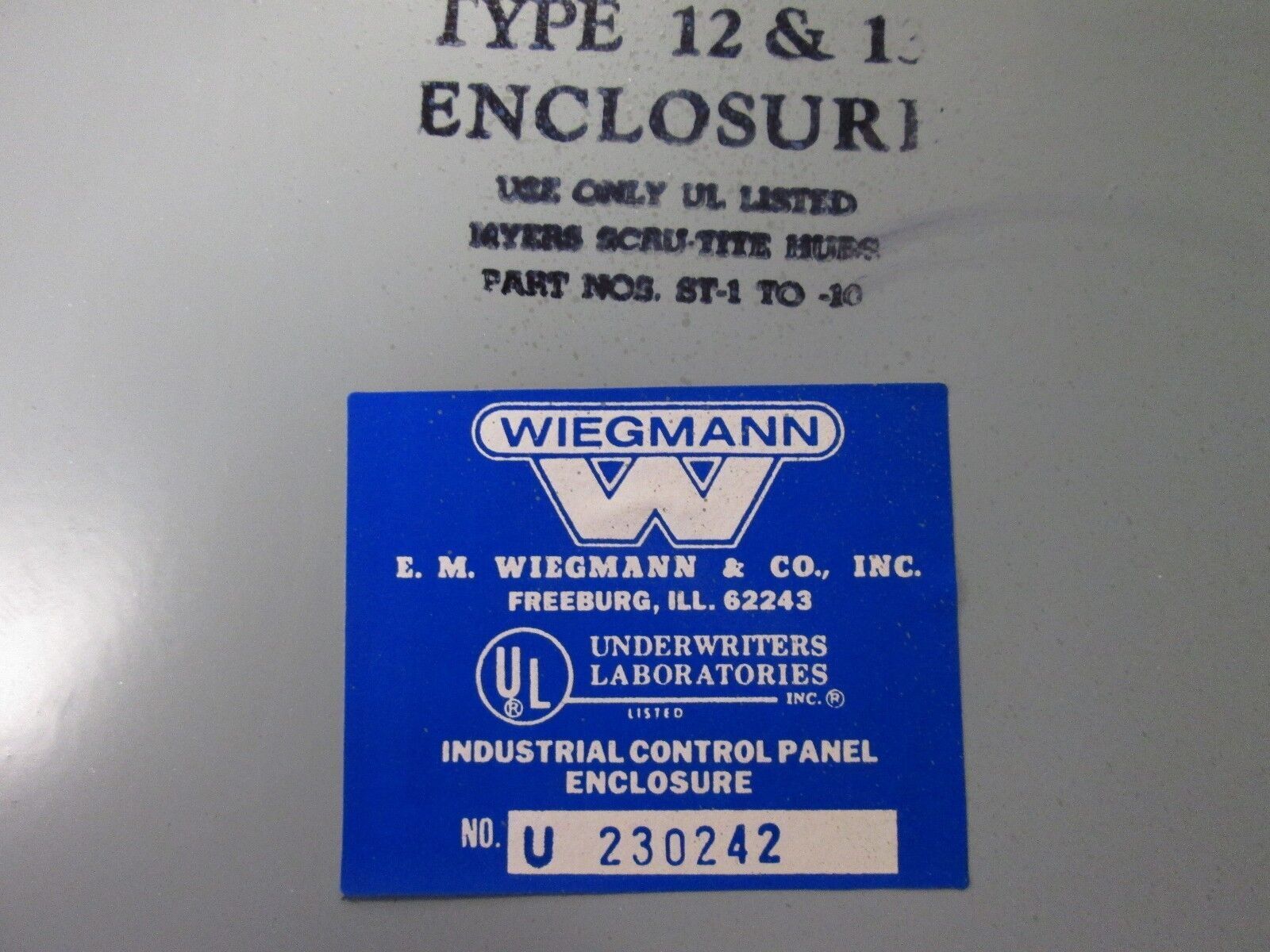 Square D Enclosed Contractor 801 PH22E Wiegmann Enclosure U230242 Nema 12 13