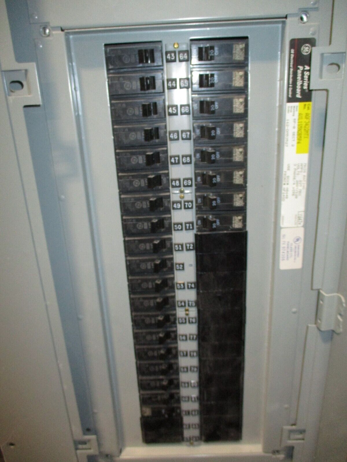 GE Main Lug Breaker Panel AQF3422MTX 225A Max 208/120V 3Ph 4W Used