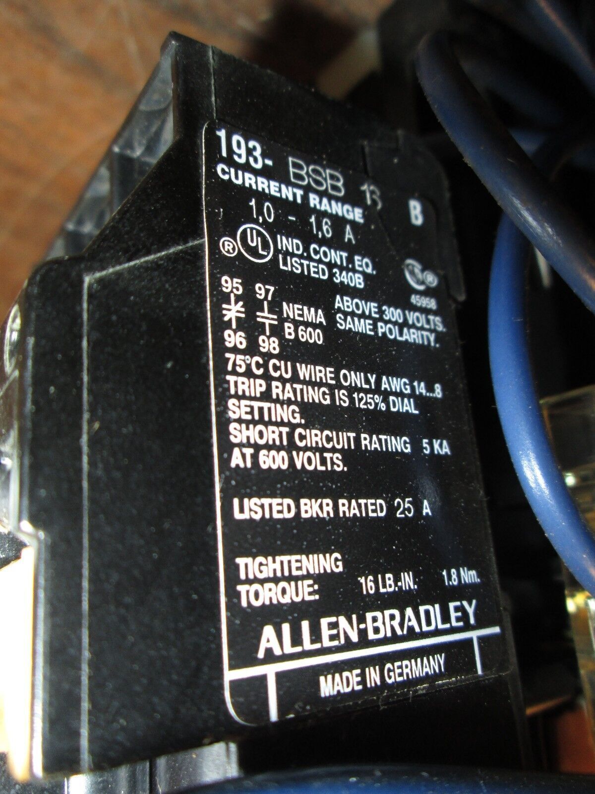 Allen-Bradley Reversing Contactor 100-A09N2*3 193-BSB 16 (2)195-BA10 24VDC Coil