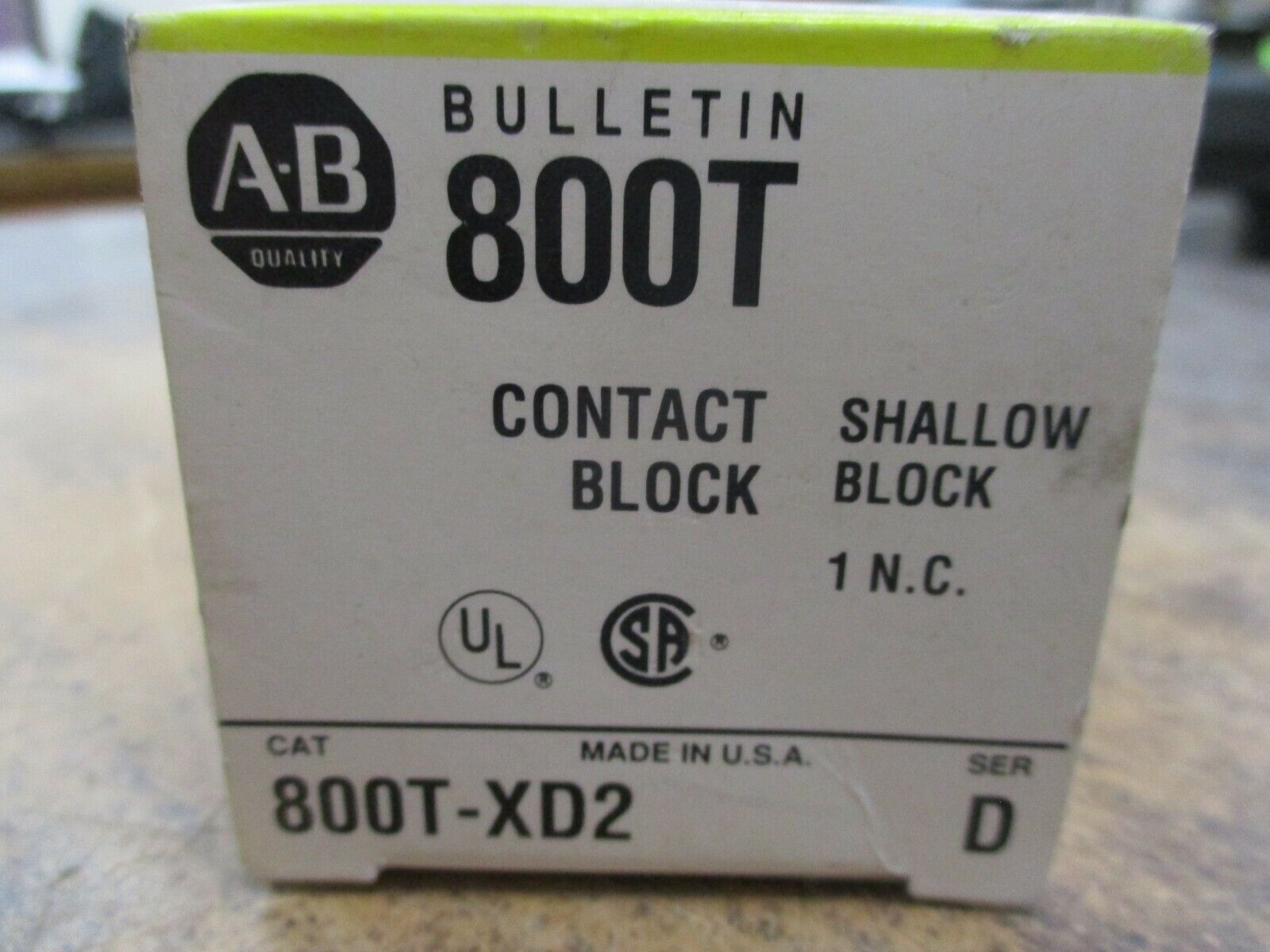 Allen-Bradley Aux Contact Block 800T-XD2 Ser. D 1 N.C. Shallow Block New Surplus