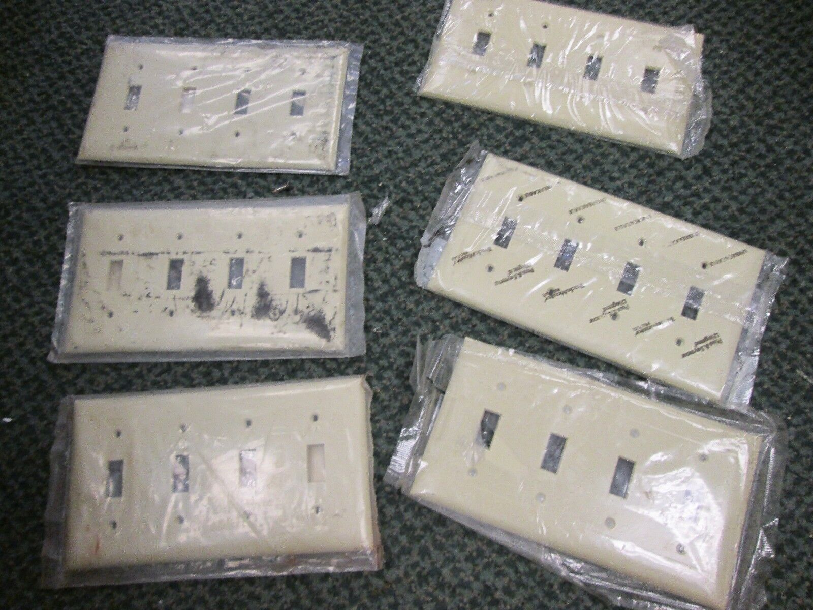 Misc. Brands 4 Gang Switch Cover, Lot of 6, NEW SURPLUS
