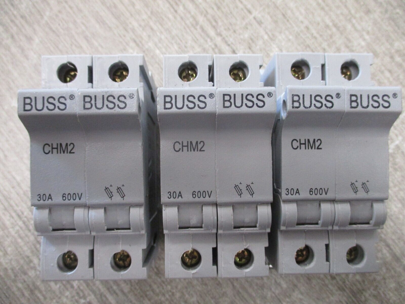Buss Fuse Holder CHM2 30A 600V 2P *Lot of 3* Used