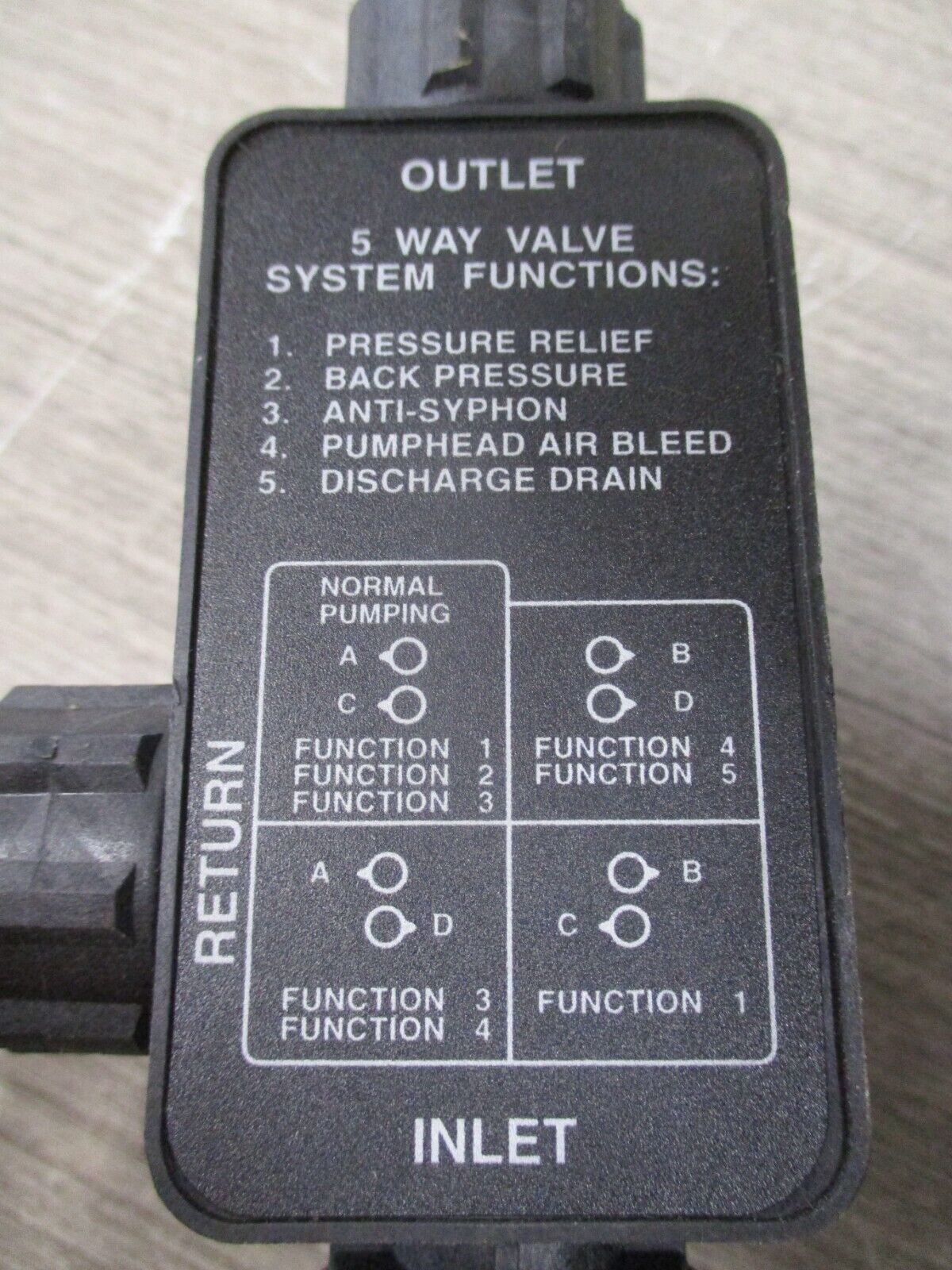 Pulsafeeder 5-Way Valve L380FT01-PVD Used