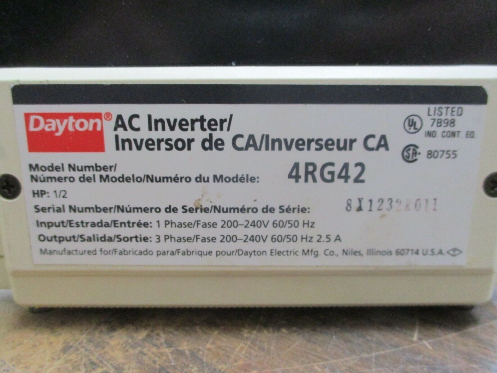 Dayton AC Drive 4RG42 1/2HP Used