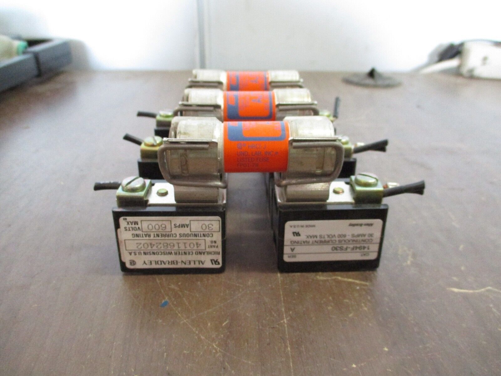 Allen-Bradley Fuse Holder 1494F-FS30 Ser. A 30A 600V 3P w/ (3) 6A Fuses Used