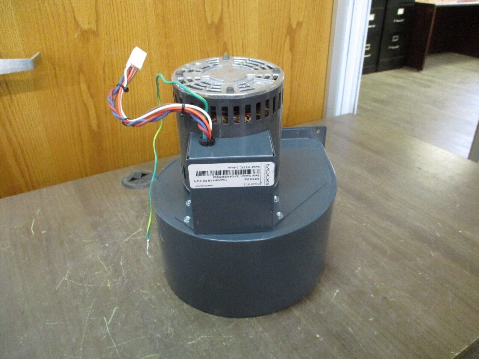 MOOG Centrifugal Blower TCP134-005 115V 3A 1/4HP 3300RPM 1Ph Used