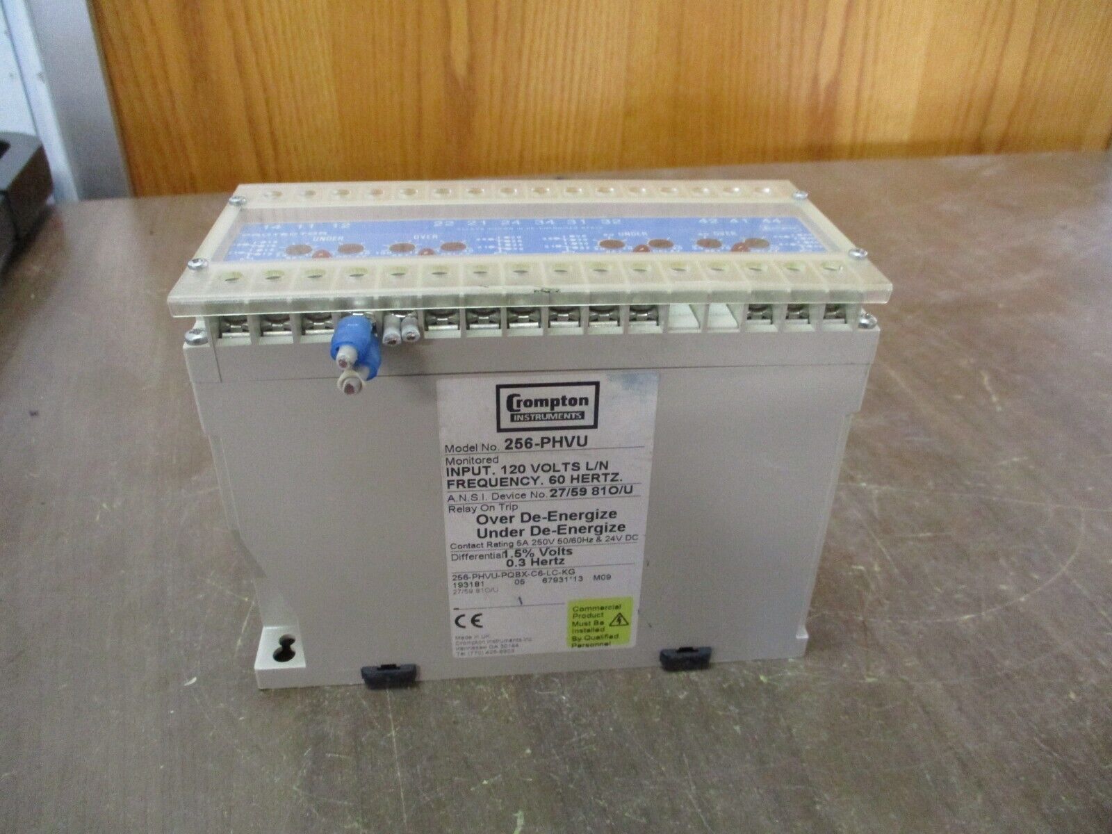 Crompton Protector Relay 256-PHVU-PQBX-C6-LC-KG 120V 60Hz Used