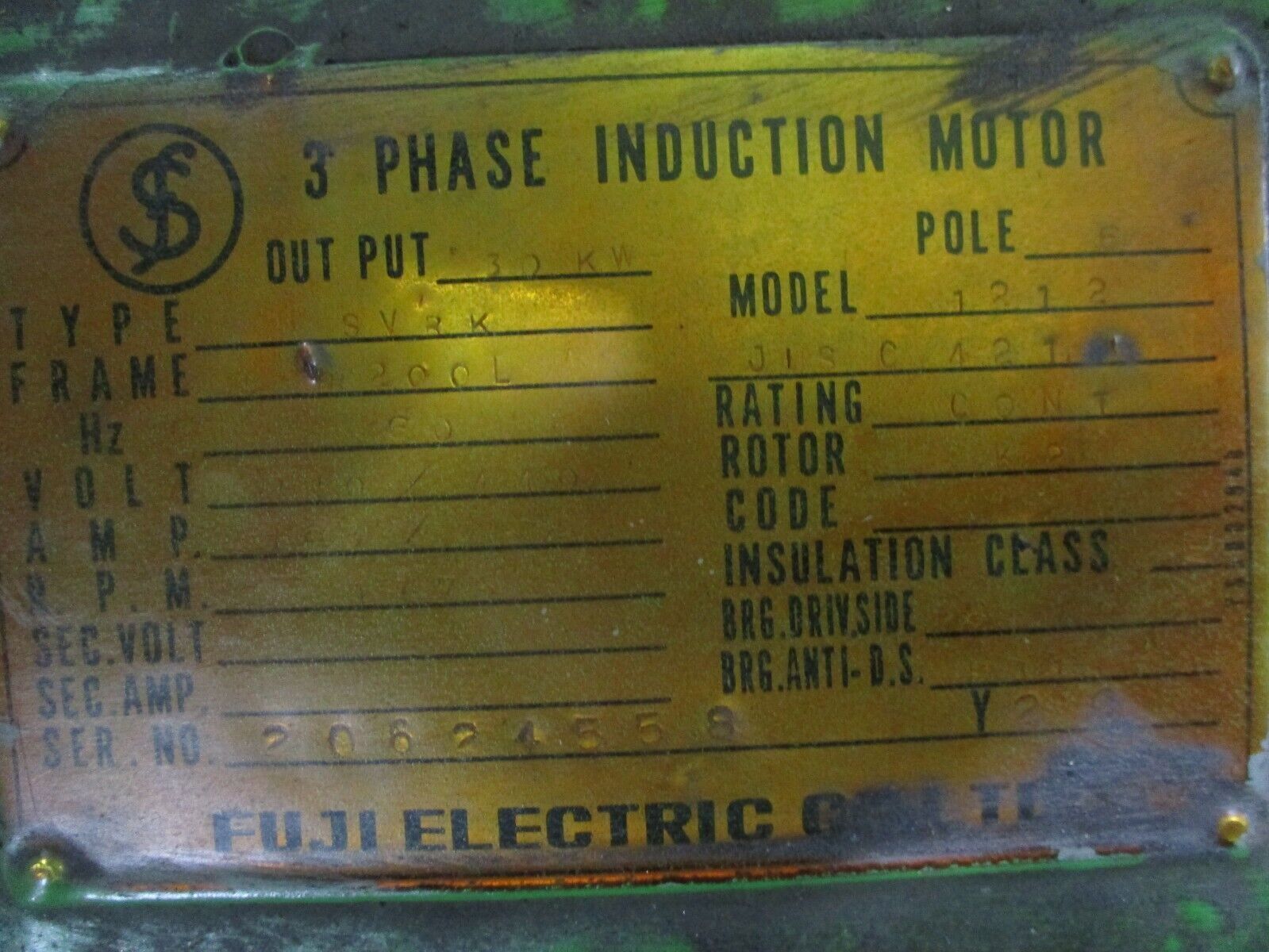 Tokyo Keiki Vane Pump w/ Motor SQP32-25-14-1AA10 40HP 1200RPM 220/440V 103/52A