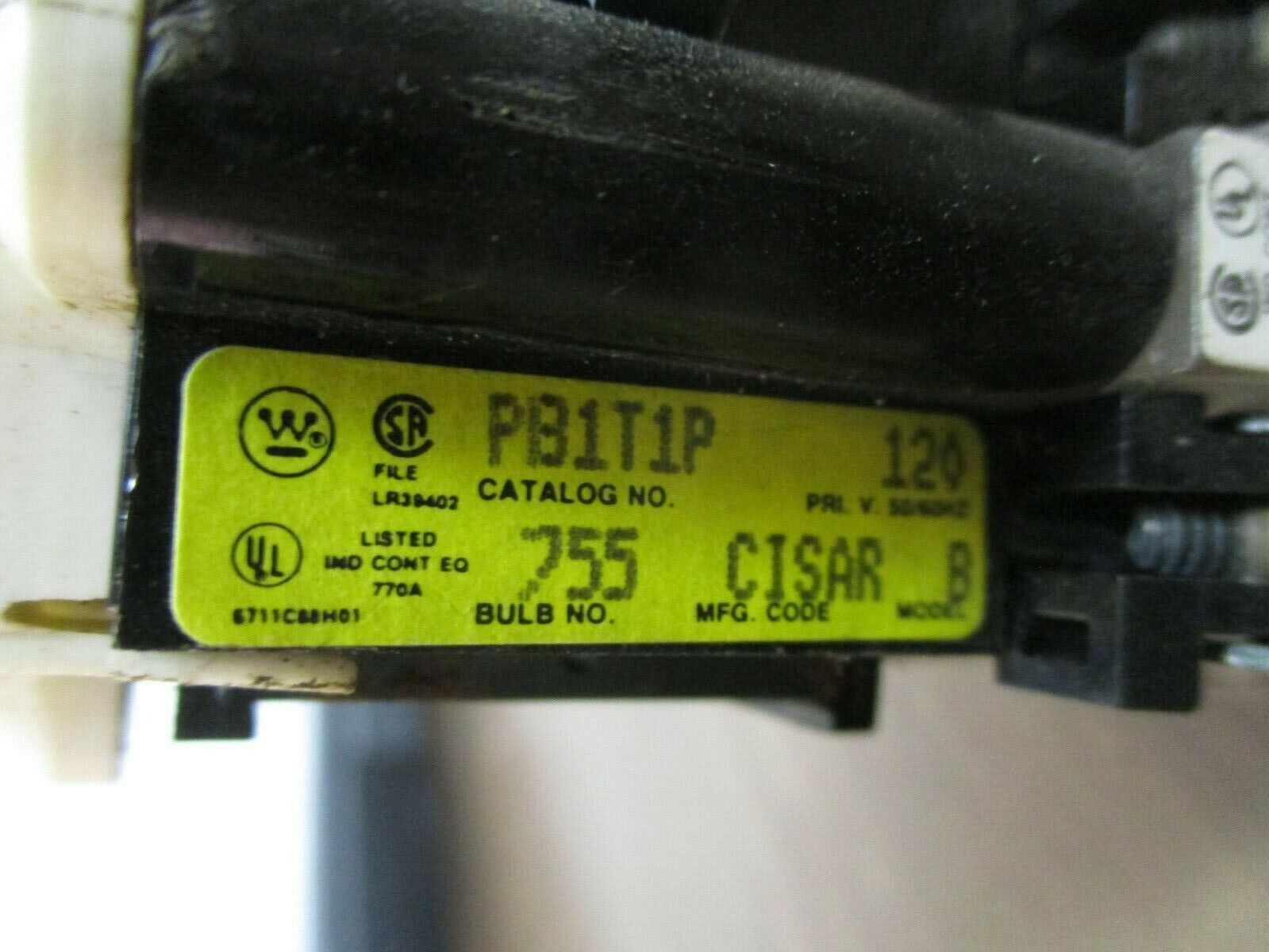Westinghouse Illuminated Selector Switch PB1T1P Model B 120V 60Hz Red, Used