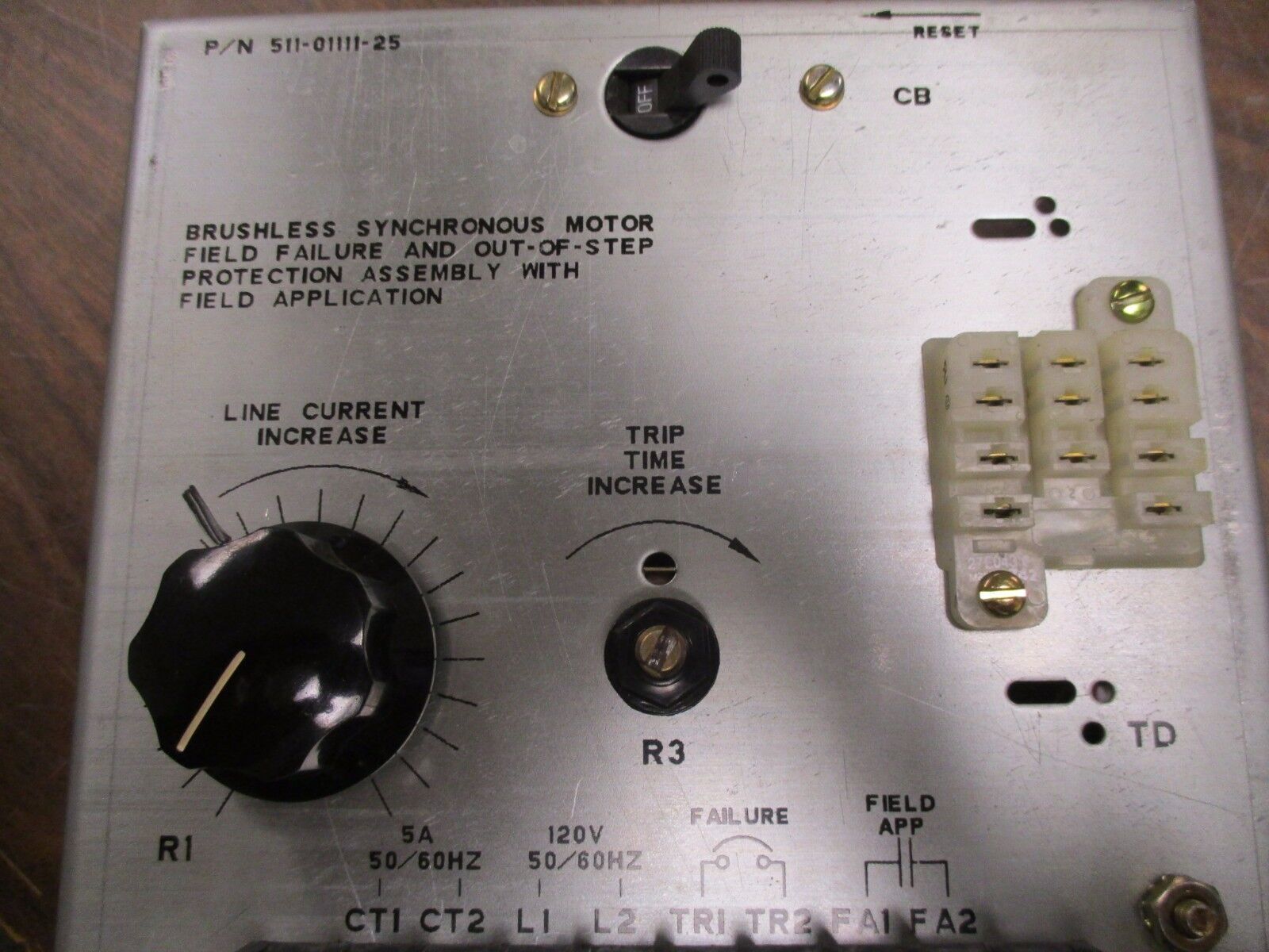 Kato Engineering Field Relay Protection Assembly 511-01111-25 120V 5A Used