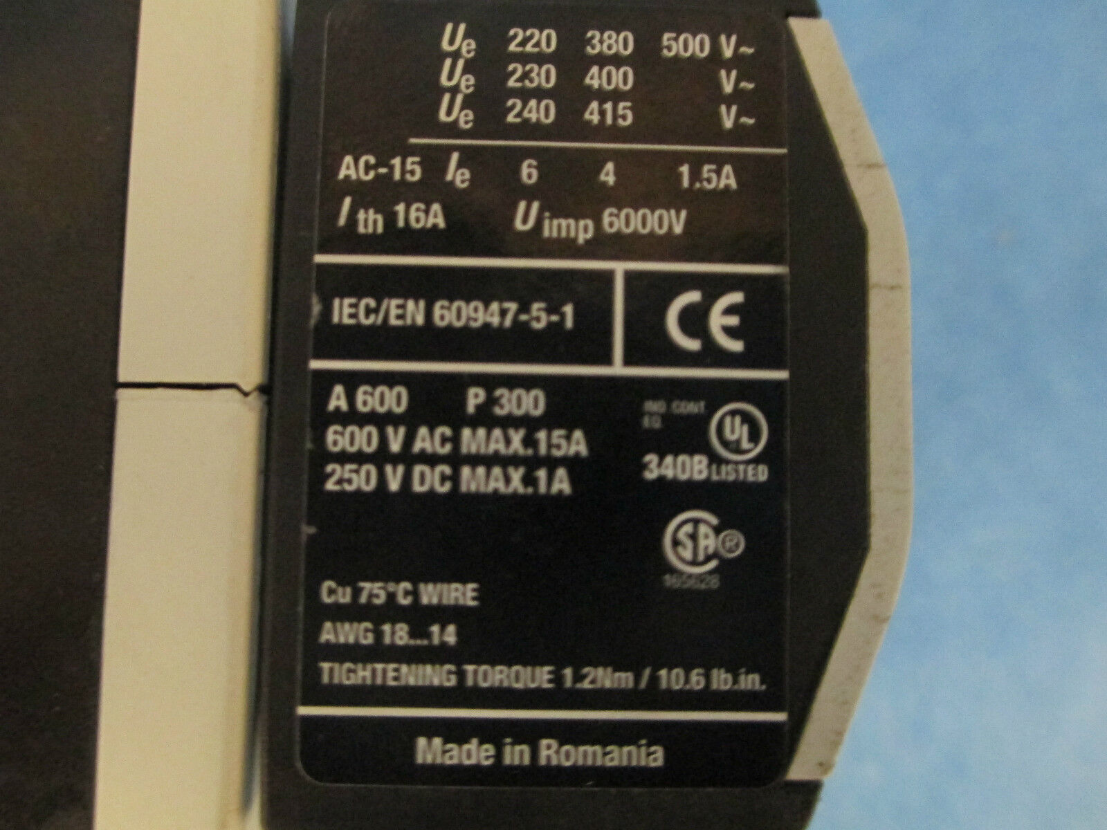 Eaton Contact XTCE040D, 40A 600V, With XTCEXFFAG22