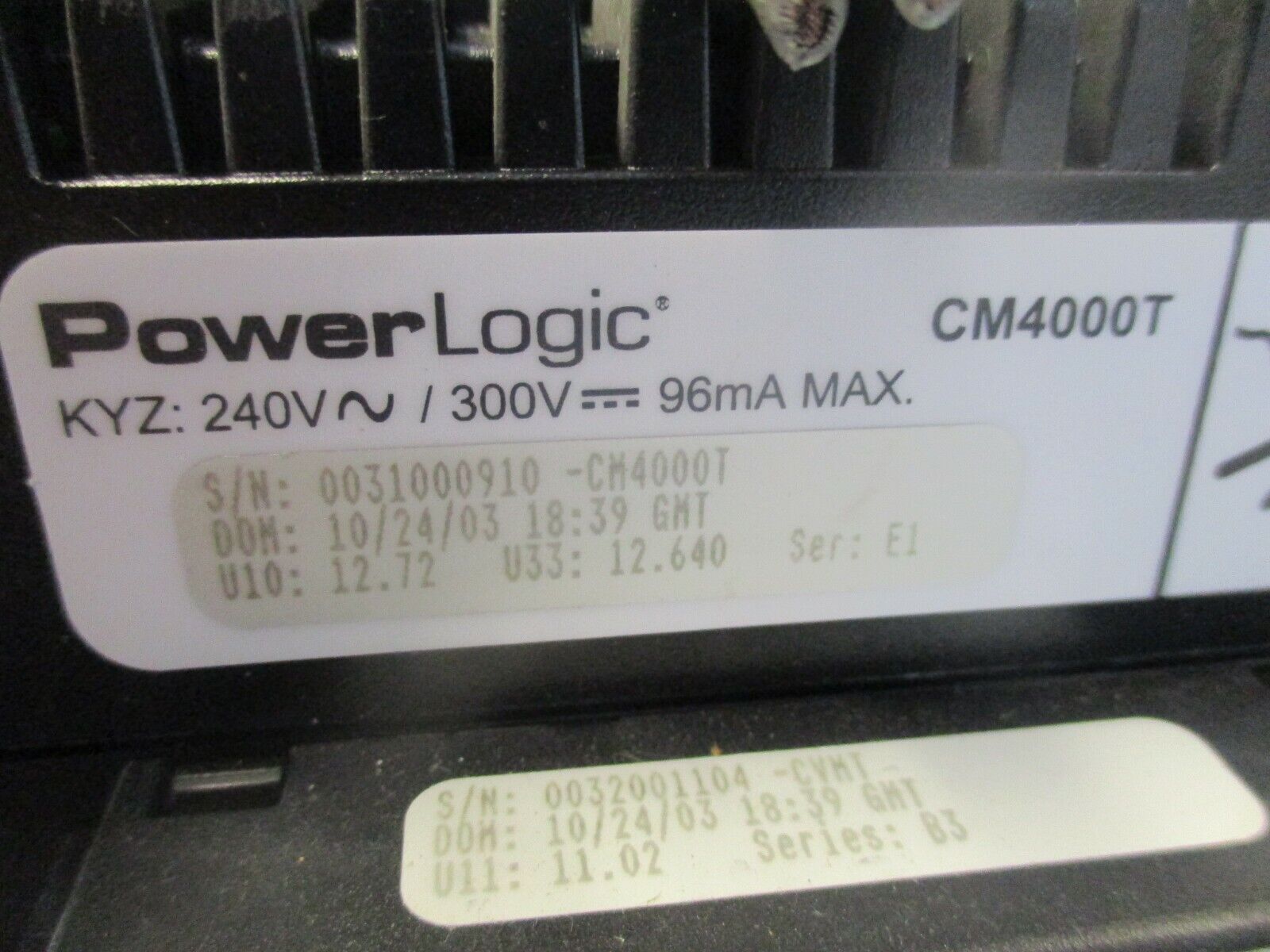 Square D PowerLogic Circuit Monitor CM4000T Ser. E1 KYZ: 240VAC 300VDC Used