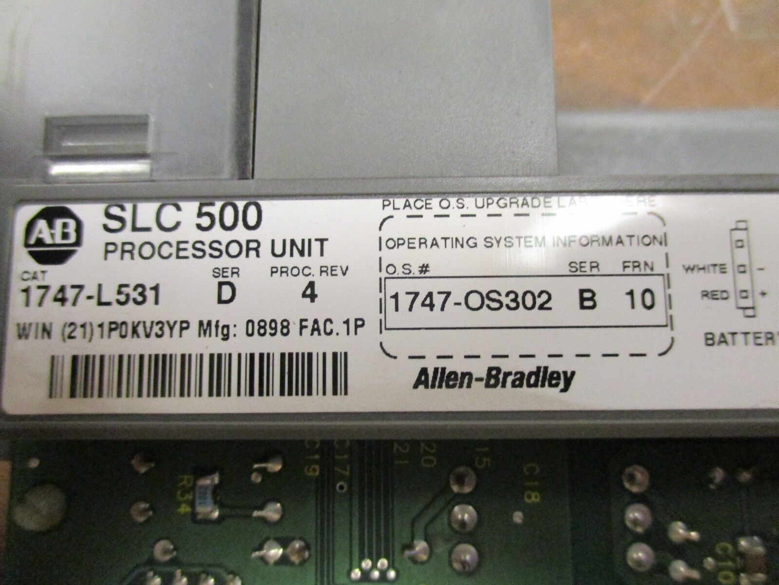 Allen-Bradley SLC 500 Processor Unit 1747-L531 Ser D Proc Rev 4 Used