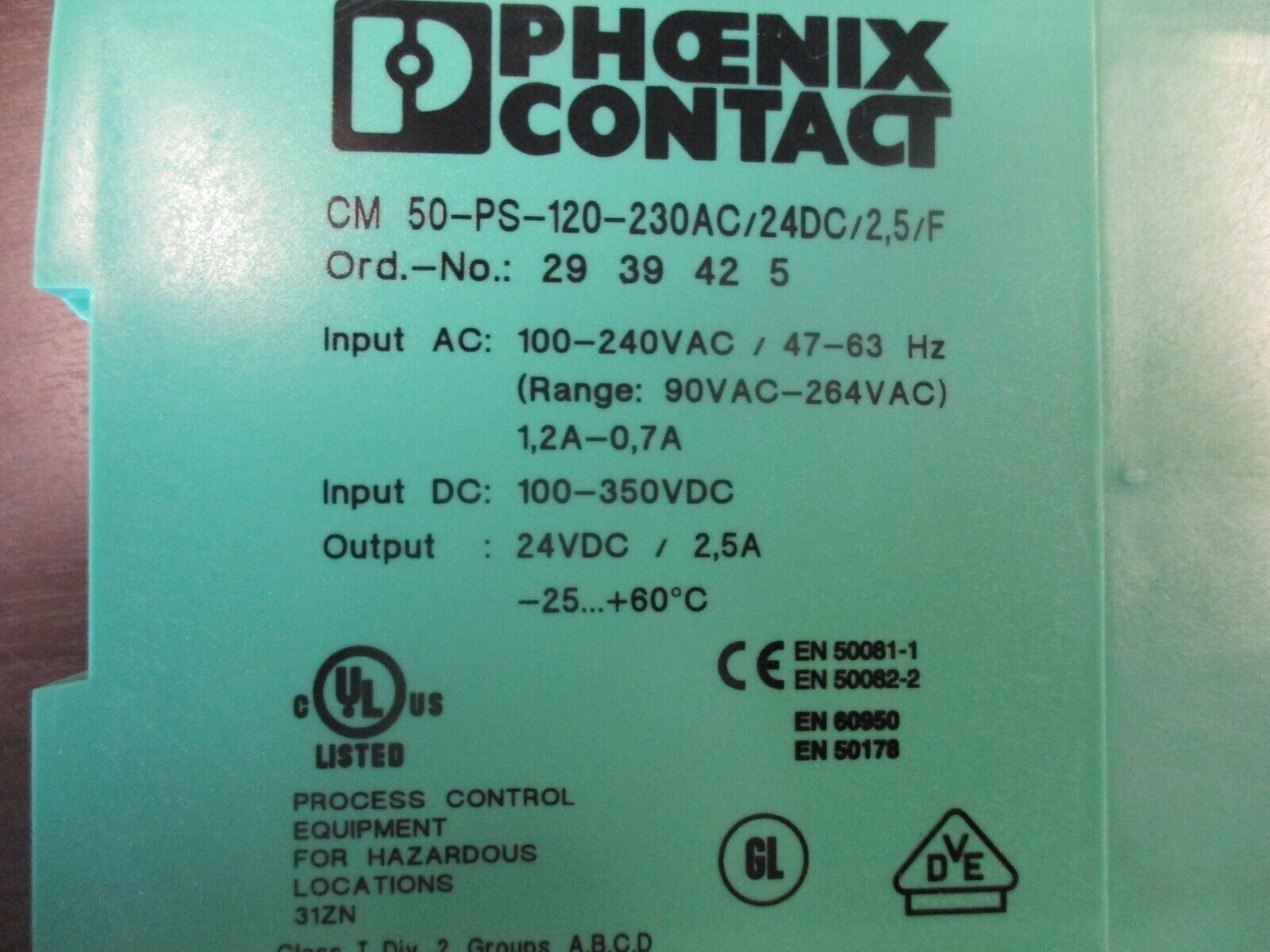 Phoenix Contact Power Supply CM 50-PS-120-230AC/24DC/2,5/F Used