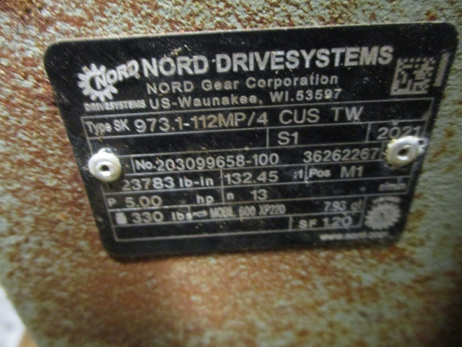 Nord Gearmotor 973.1-112MP/4 CUS TW 5.00HP 23783 lb-In Used
