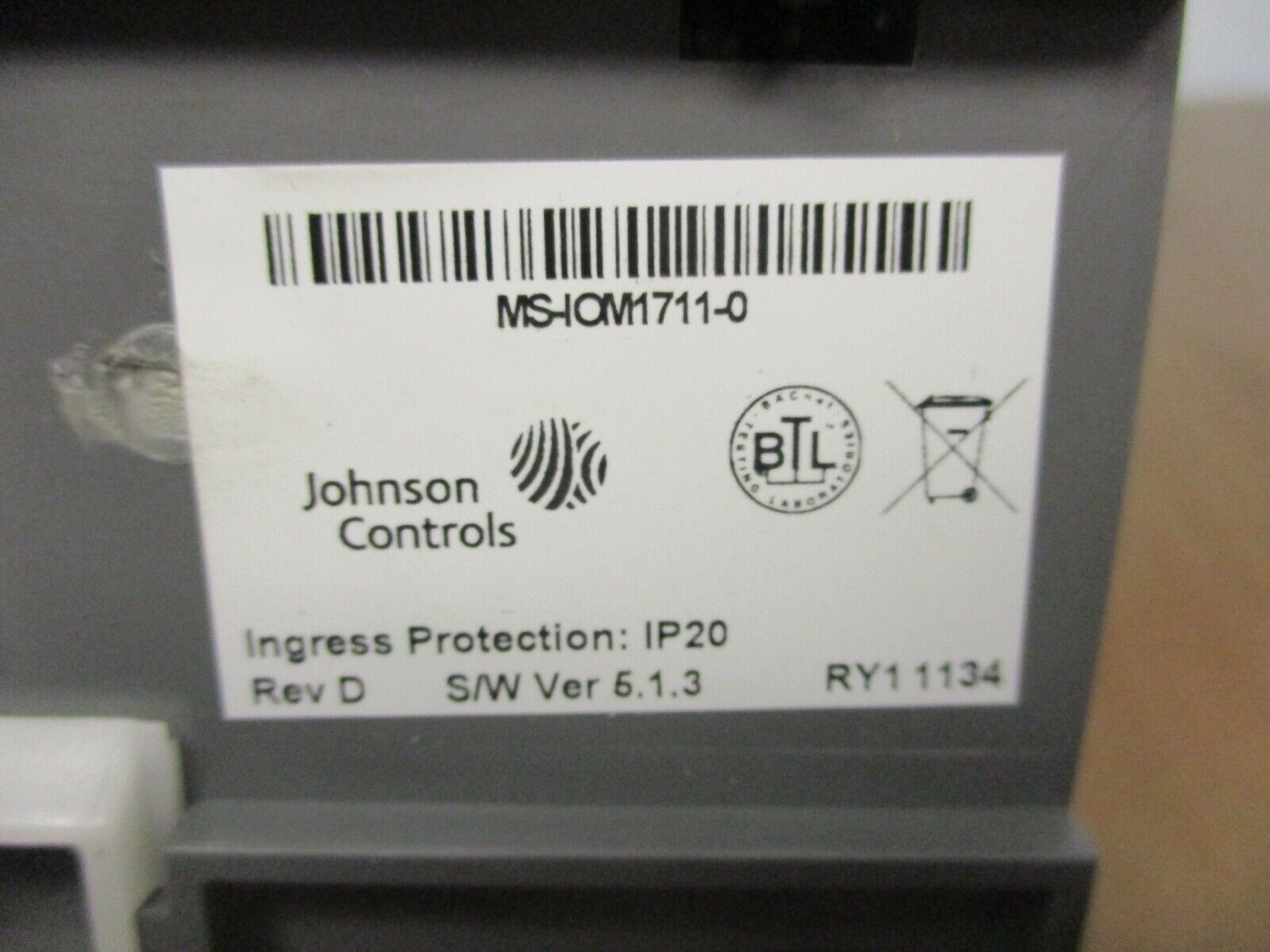 Johnson Controls Metasys I/O Module Rev. D S/W Ver. 5.1.3 Used