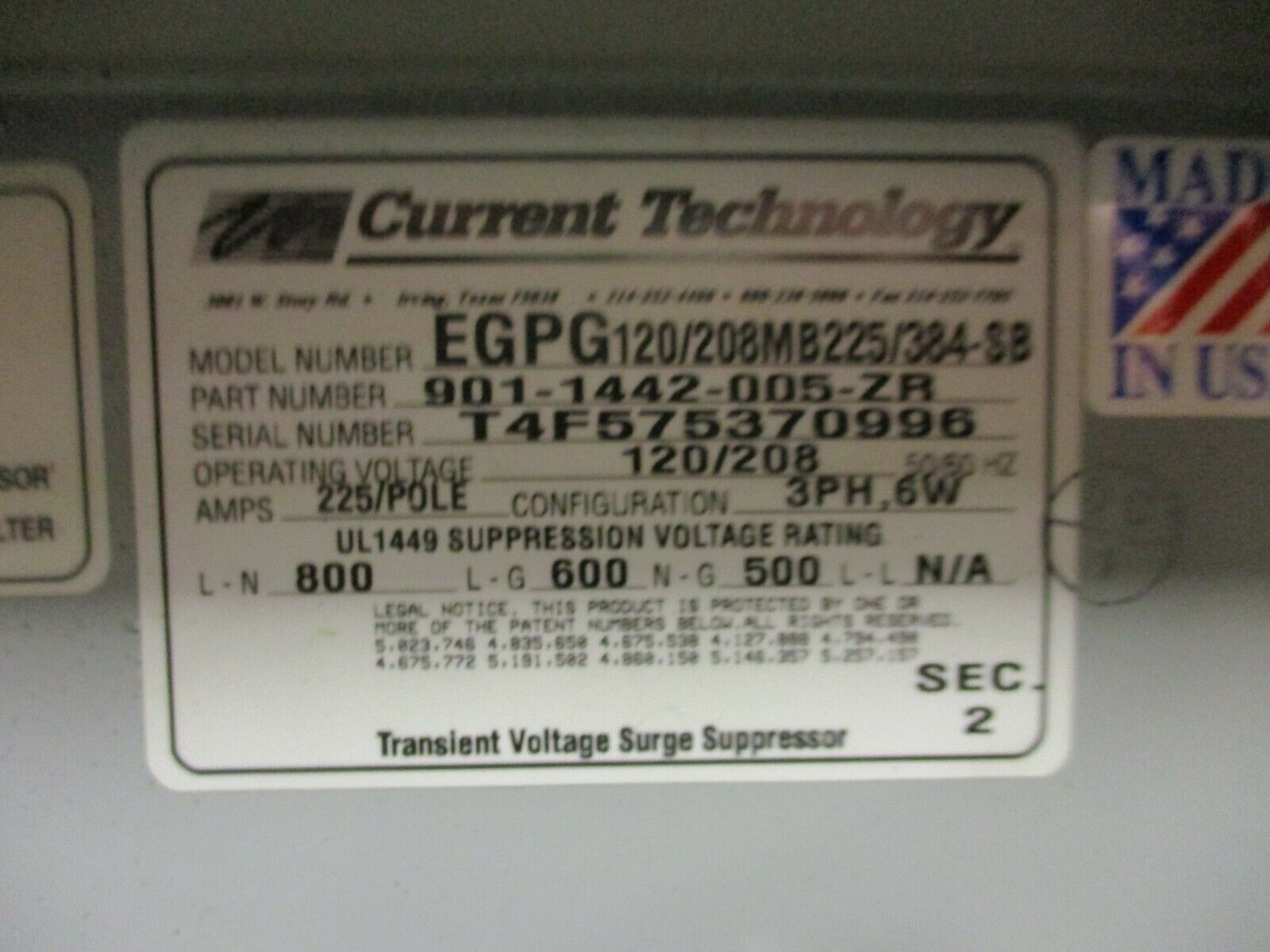 GE Main Breaker Circuit Breaker Panel w/Surge Suppressor AQU3422MBX 225A Max 3Ph