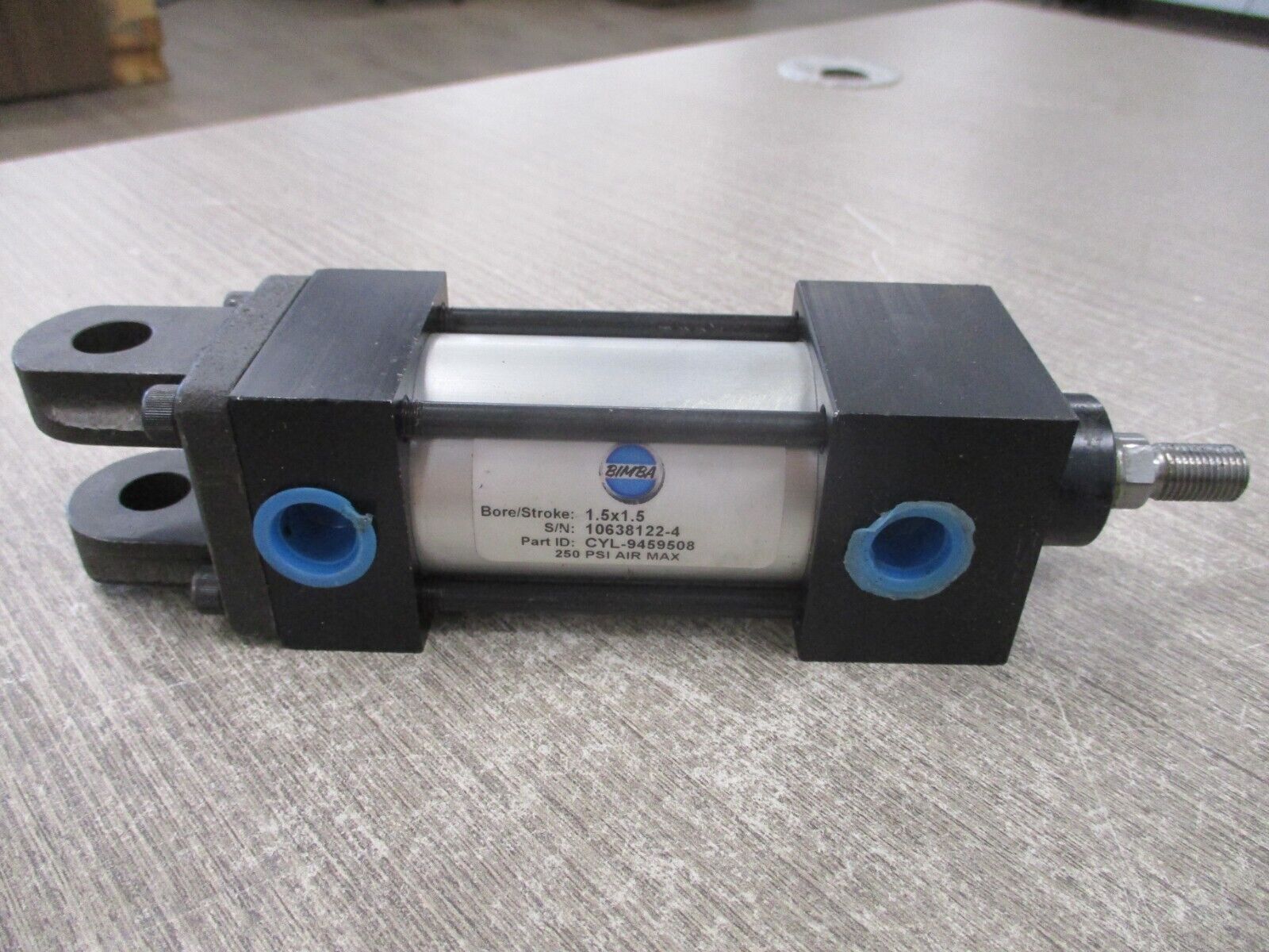 Bimba Pneumatic Air Cylinder CYL-9459508 250 PSI Bore/Stroke : 1.5x1.5 Used
